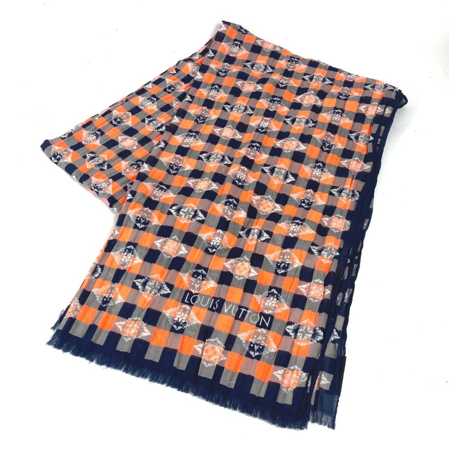 LOUIS VUITTON Shawl Stole Cotton Men's Orange