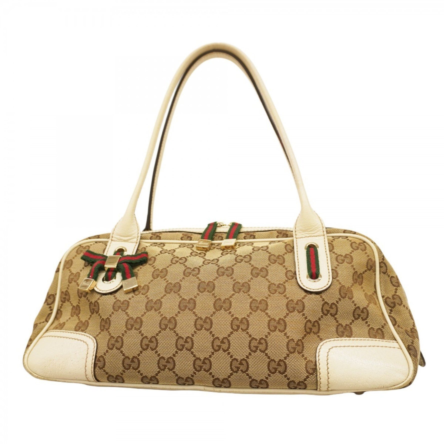Gucci GG Canvas Sherry Line Princess Shoulder Bag Champagne