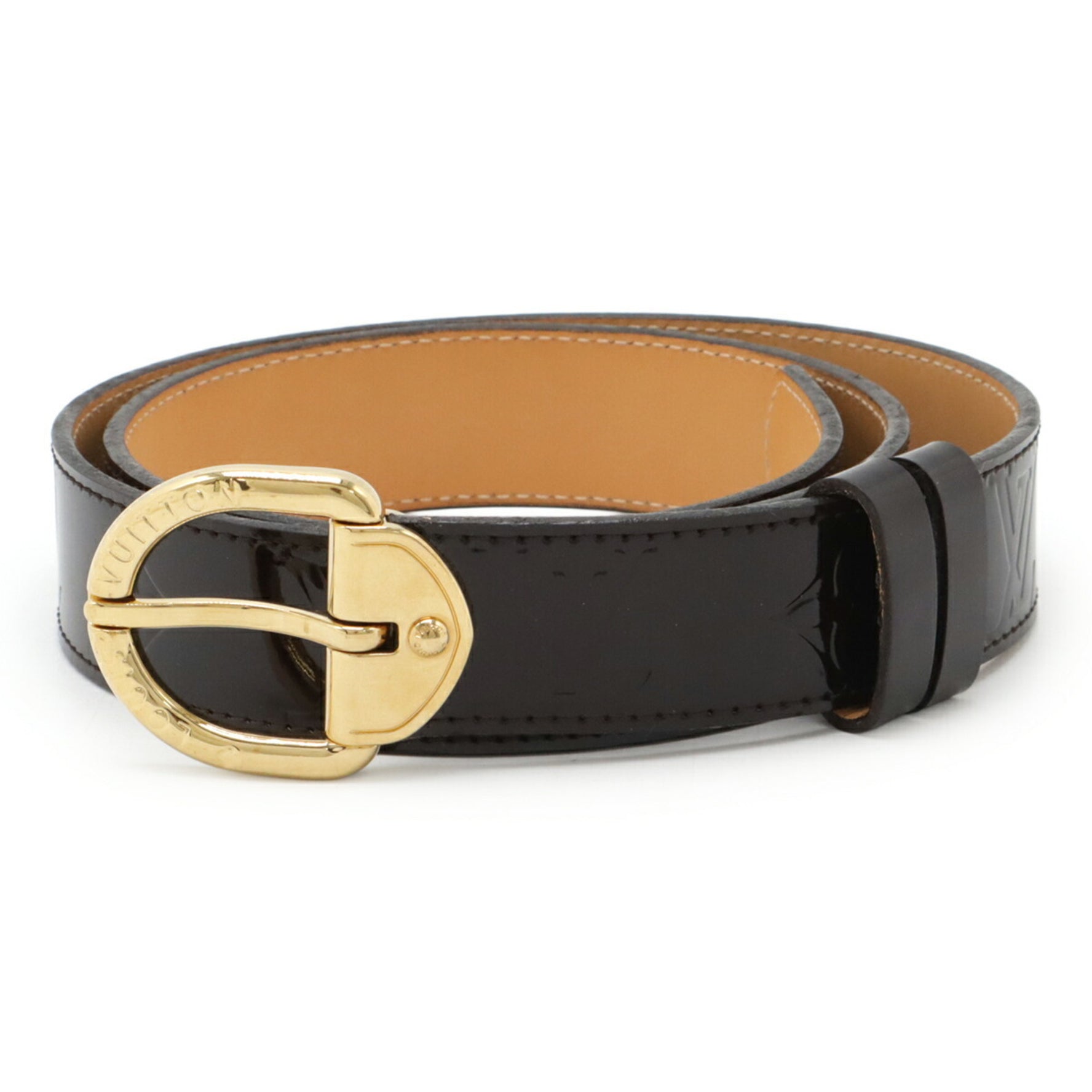 Louis Vuitton Monogram Vernis Santur Belt in Enamel Amaranth #80