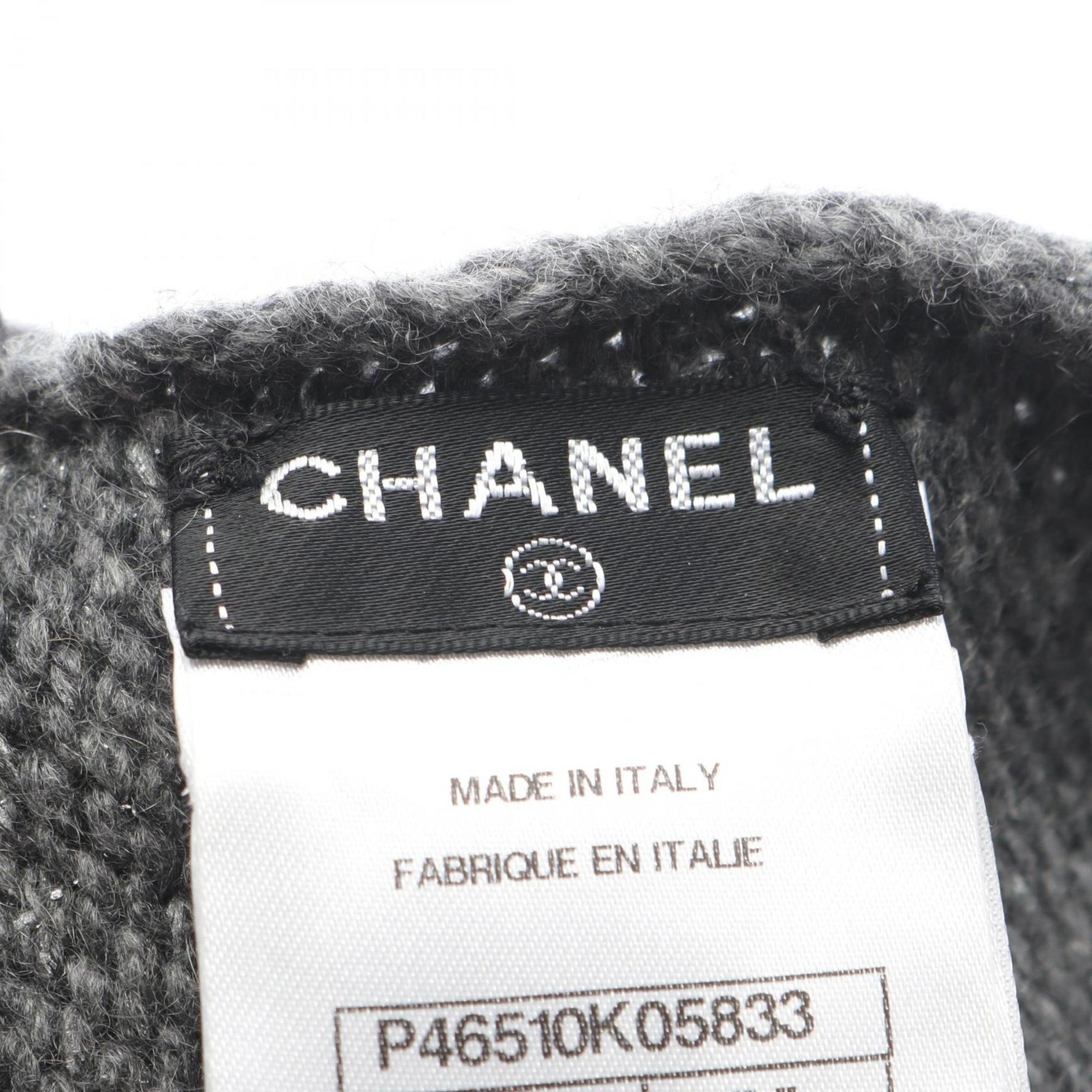 CHANEL Cashmere Scarf Gray, Black, and White