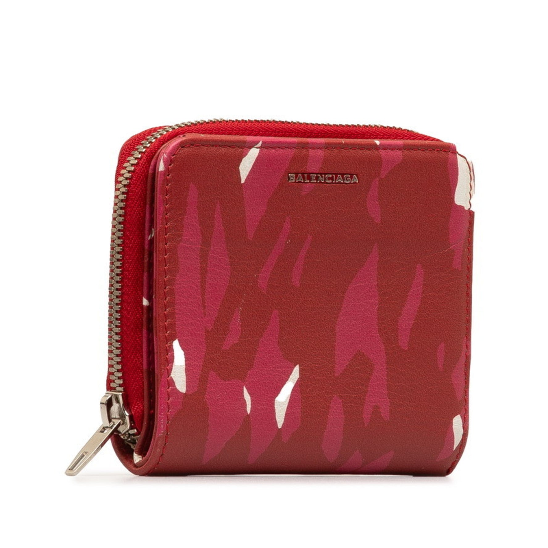 Balenciaga Bi-fold Compact Wallet Red Leather Women's BALENCIAGA