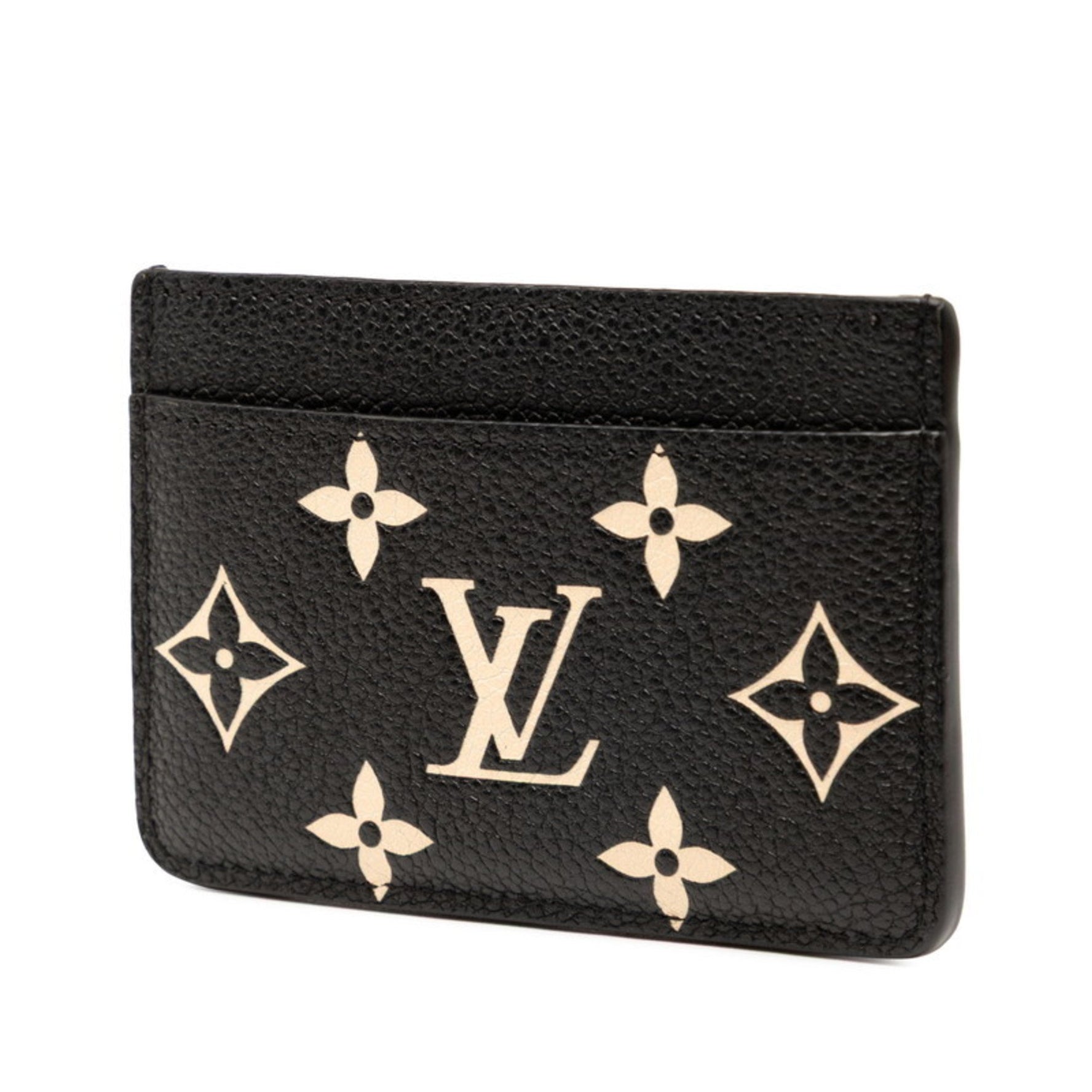 Louis Vuitton Two-Tone Monogram Empreinte Porte Carte Sample Business Card Case Black Beige Leather LOUIS VUITTON