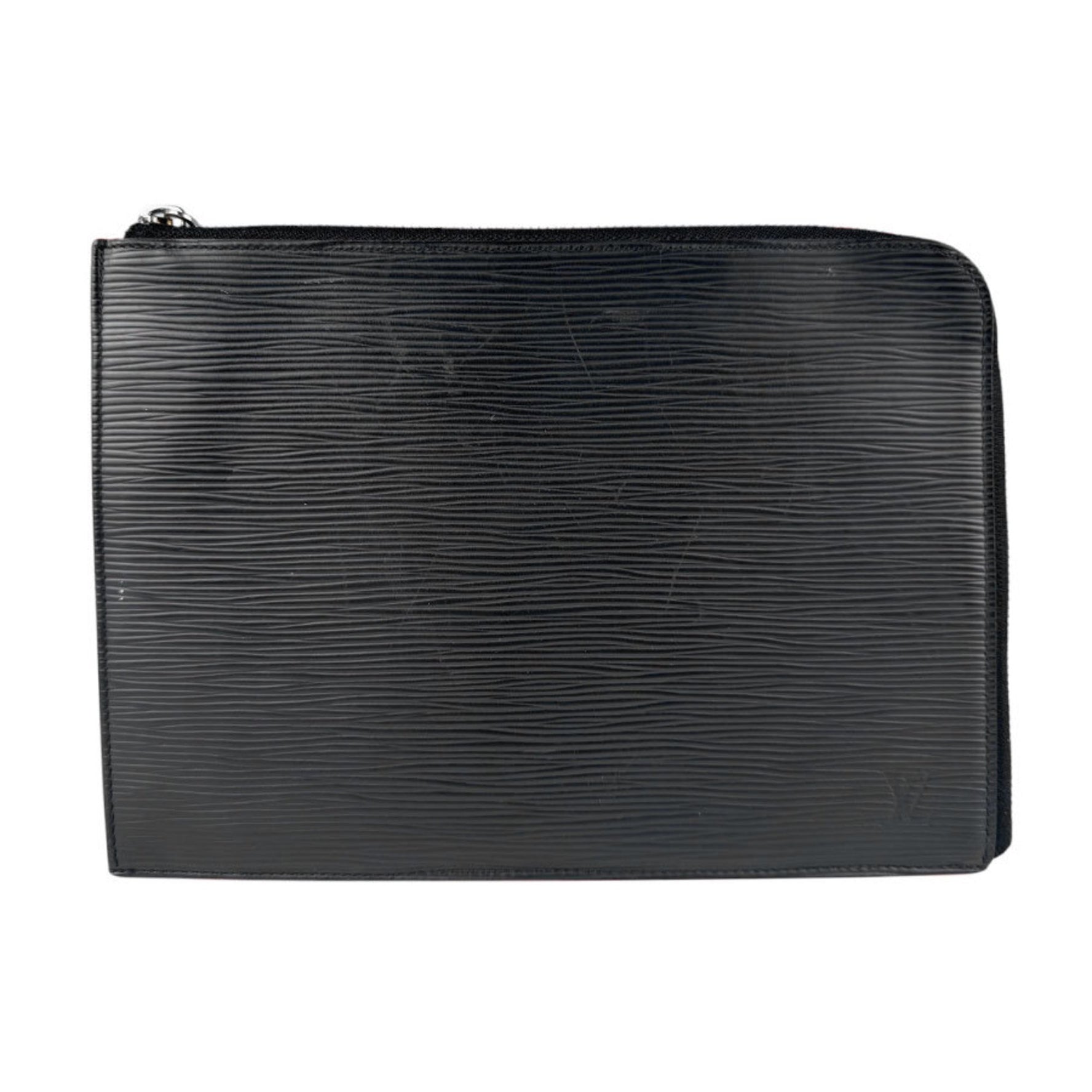 Louis Vuitton Epi Clutch Bag, Leather, Black, Silver, Men's, z3420