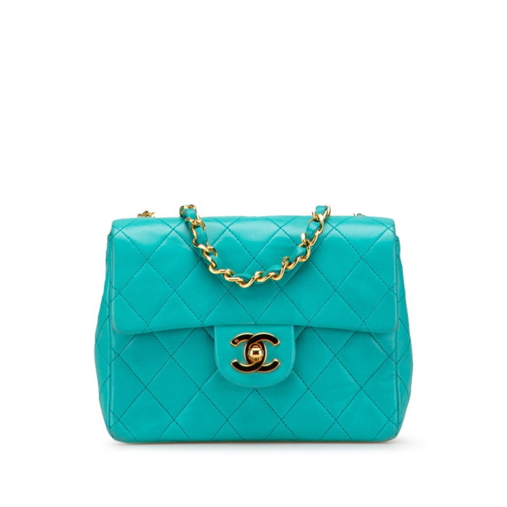 CHANEL Matelasse Coco Mark Chain Shoulder Bag in Blue Lambskin