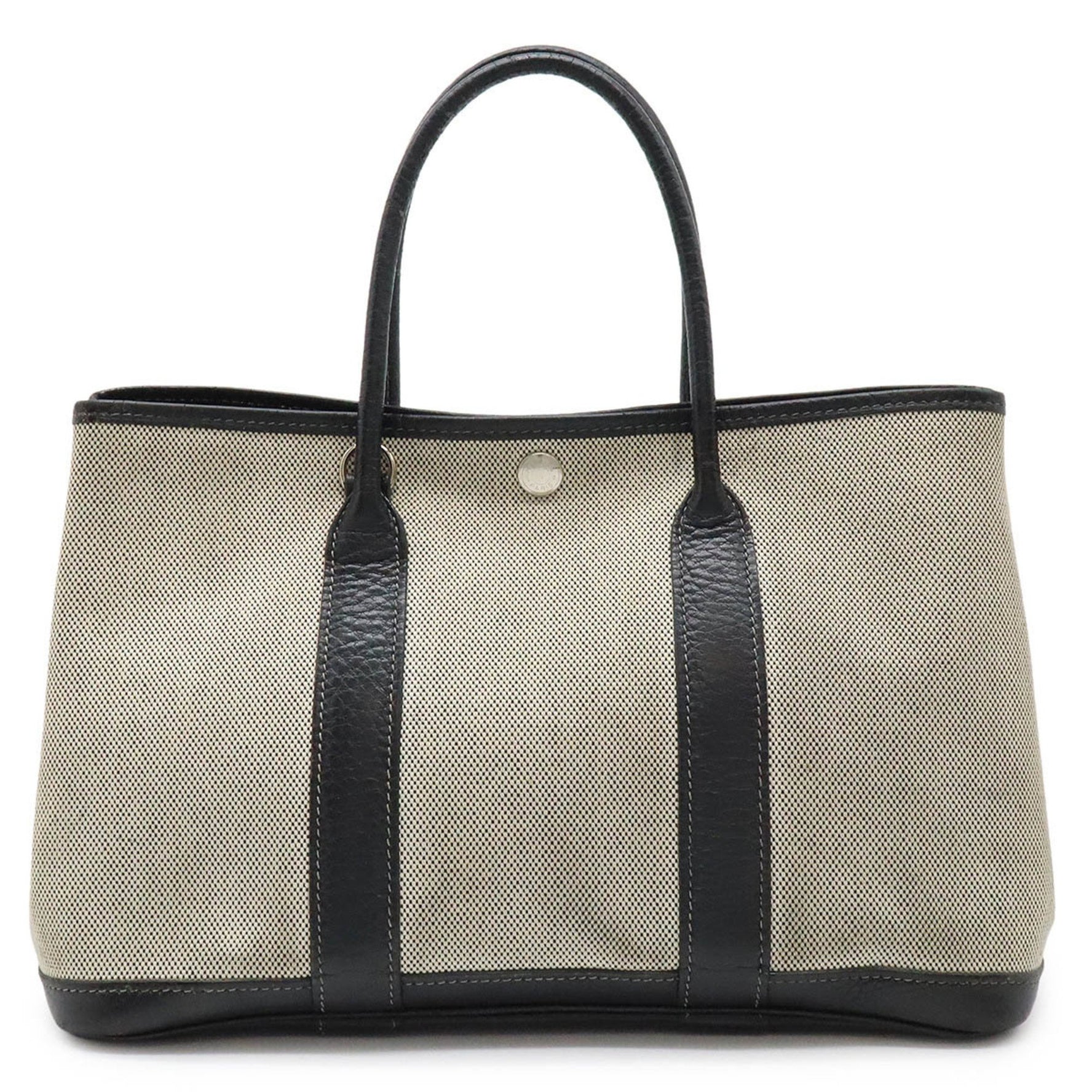 HERMES Garden TPM Tote Bag Handbag Toile H Grey Black Stamp