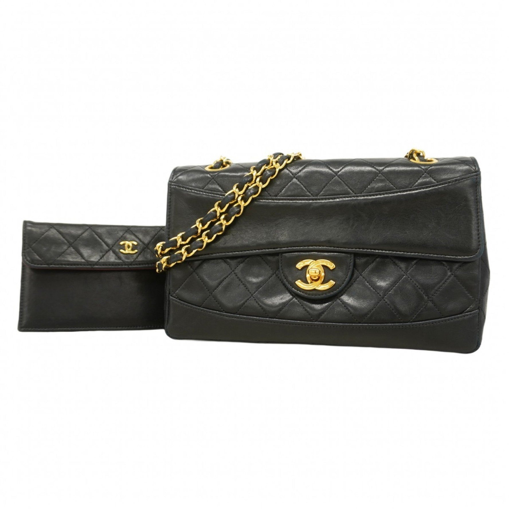 Chanel Matelasse Shoulder Bag, Lambskin, Black, Women's