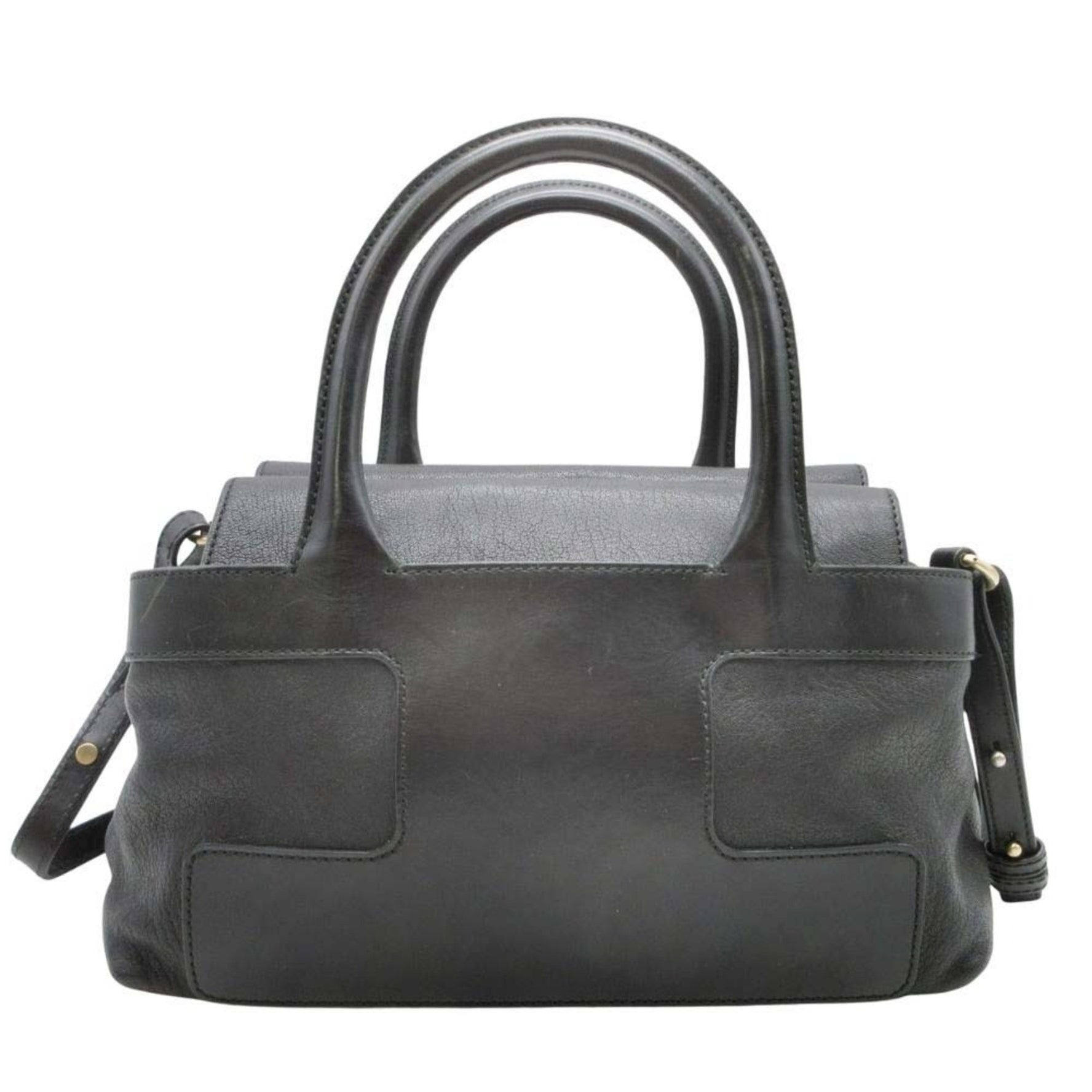 BALLY 2WAY Leather Handbag Shoulder Bag Animal Charm Swiss Made Black Women's