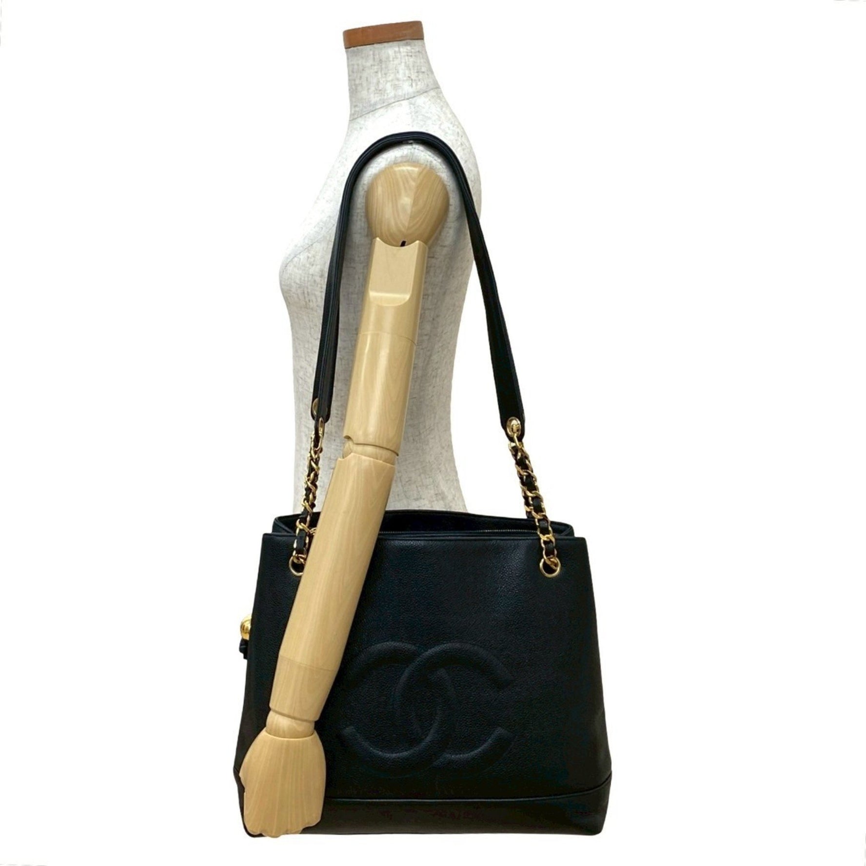 CHANEL Coco Mark Caviar Skin Tote Bag, Semi-Shoulder Handbag