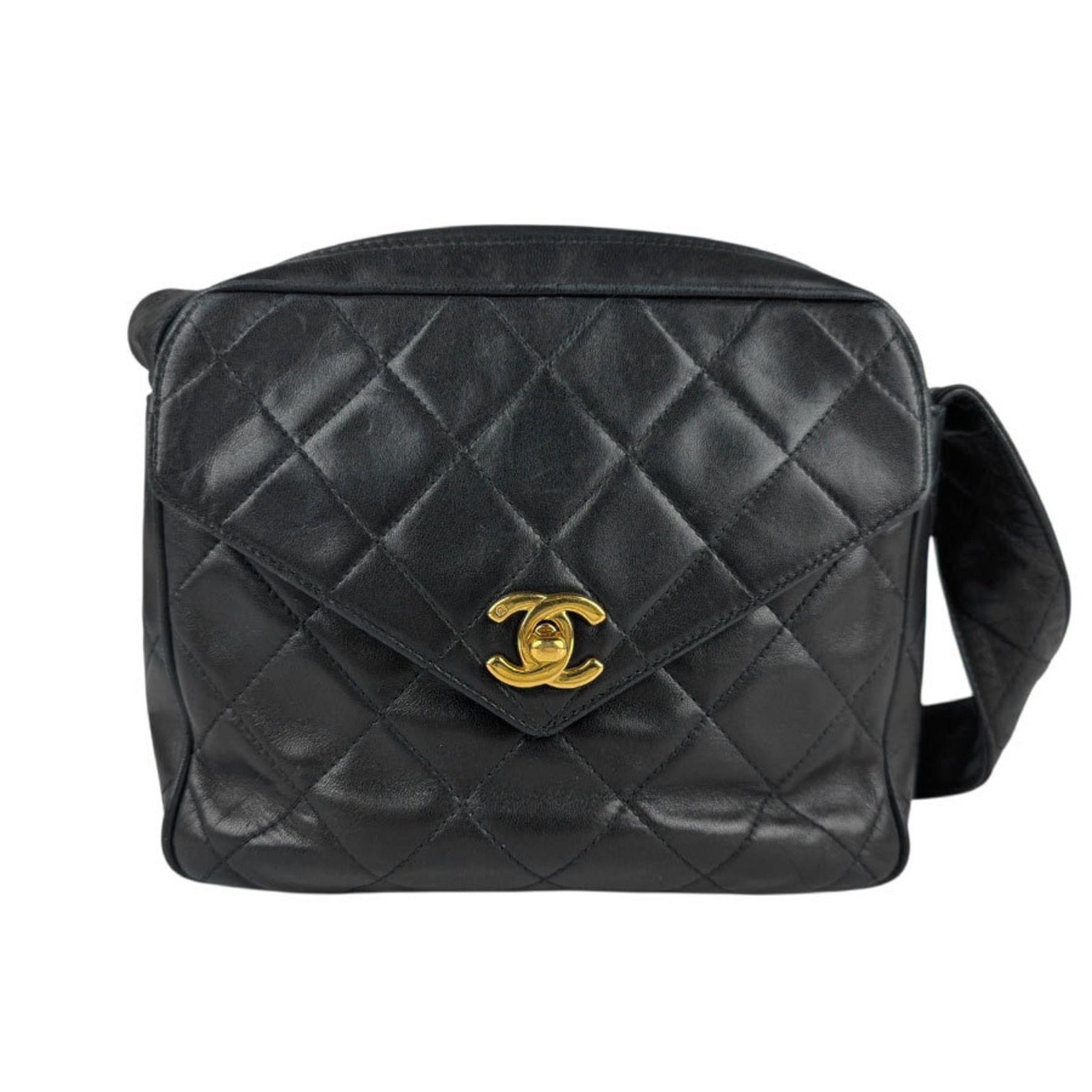 CHANEL Shoulder Bag Lambskin Gold
