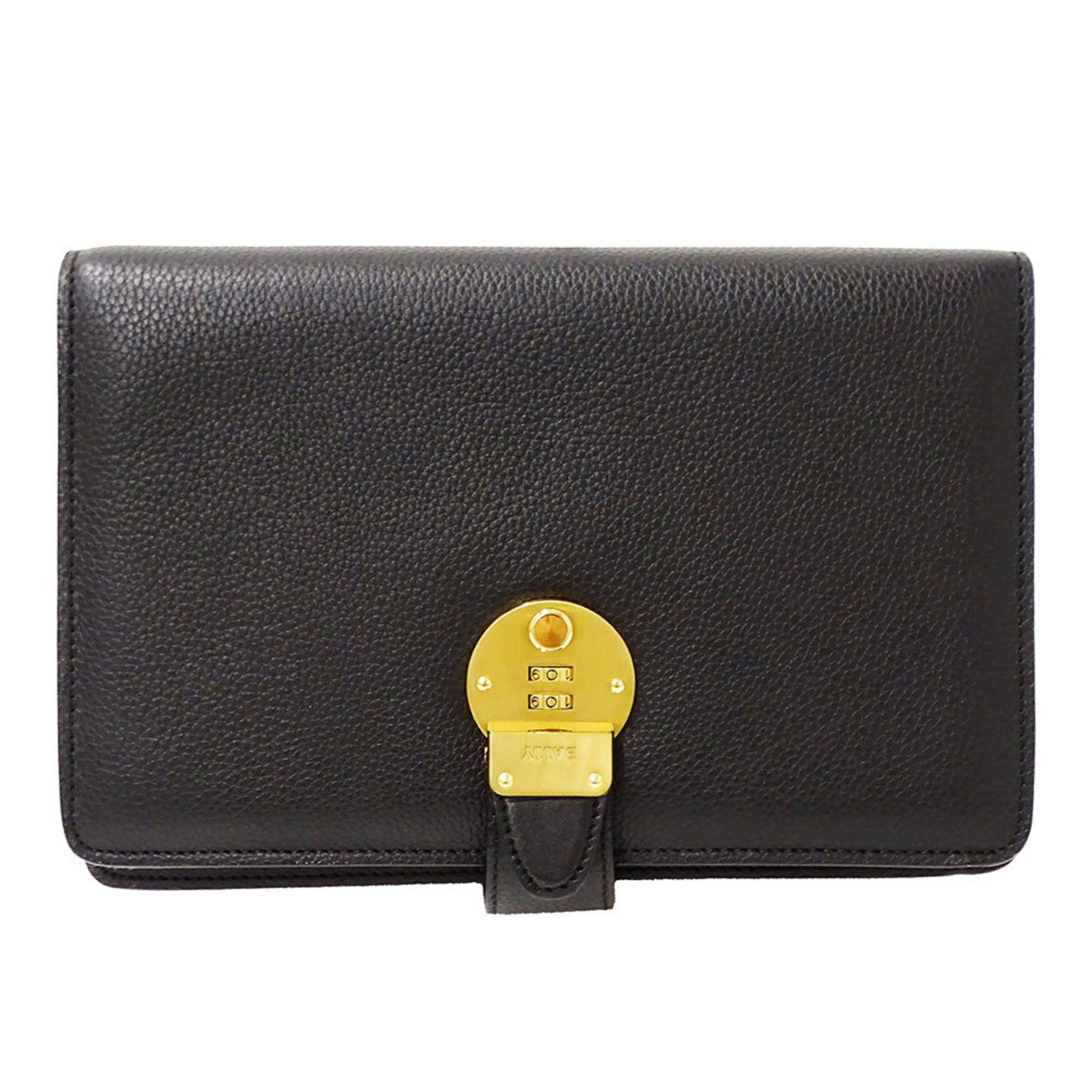 BALLY bag for men and women, clutch bag, second black leather with dial