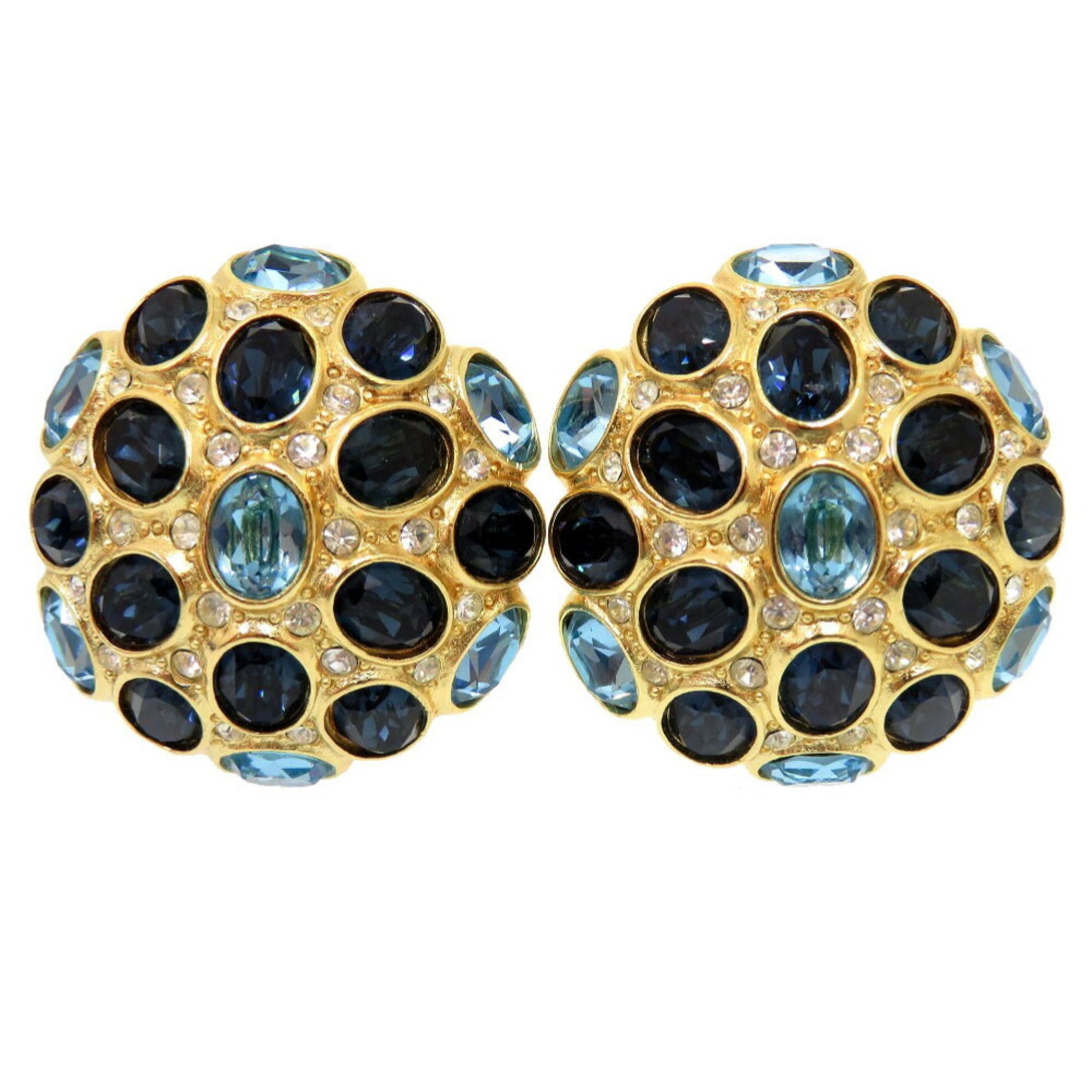 Christian Dior Stone Blue Gold Earrings 0359