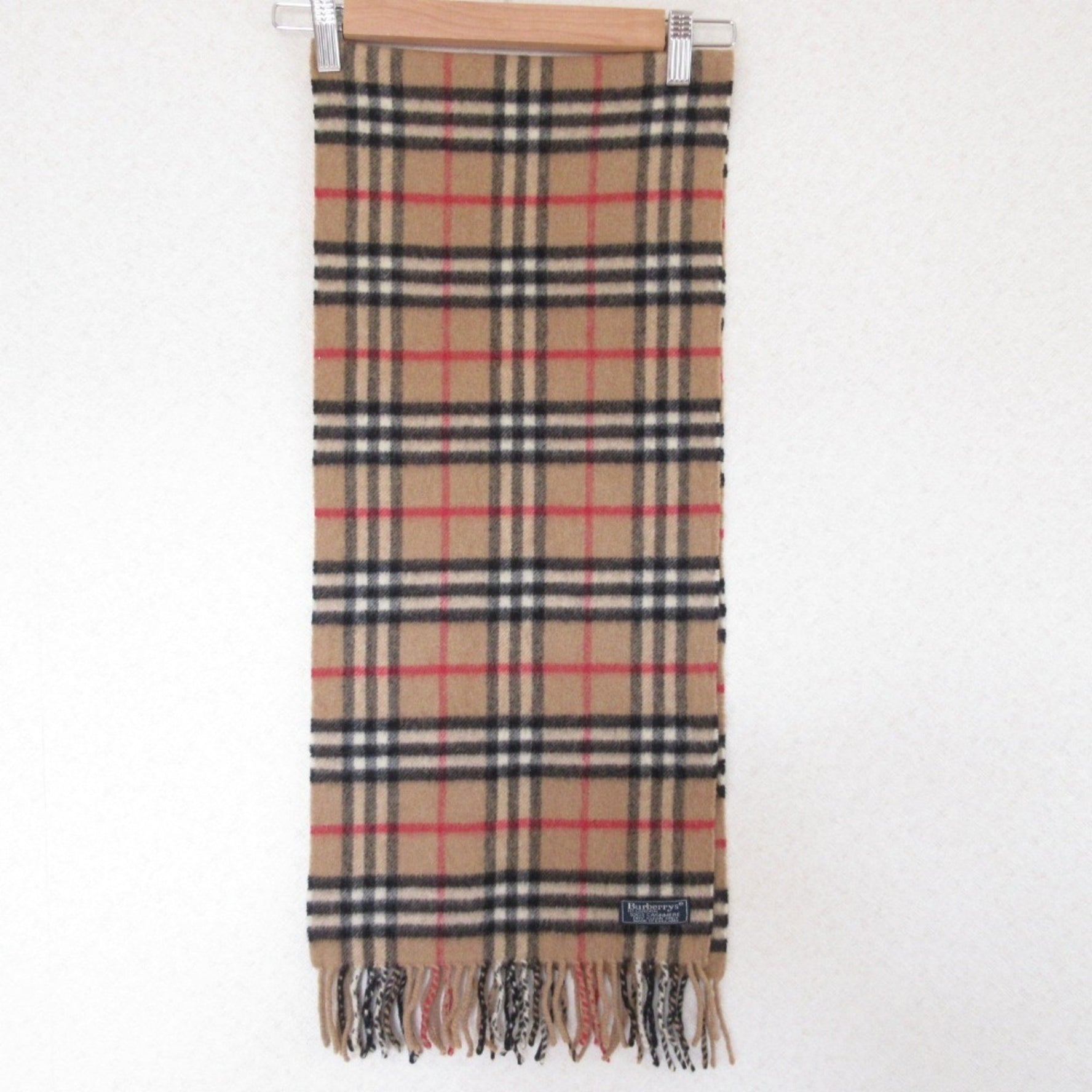 BURBERRY Vintage 100% Cashmere Nova Check Pattern Fringe Scarf Stole/Scarf Brown Women's