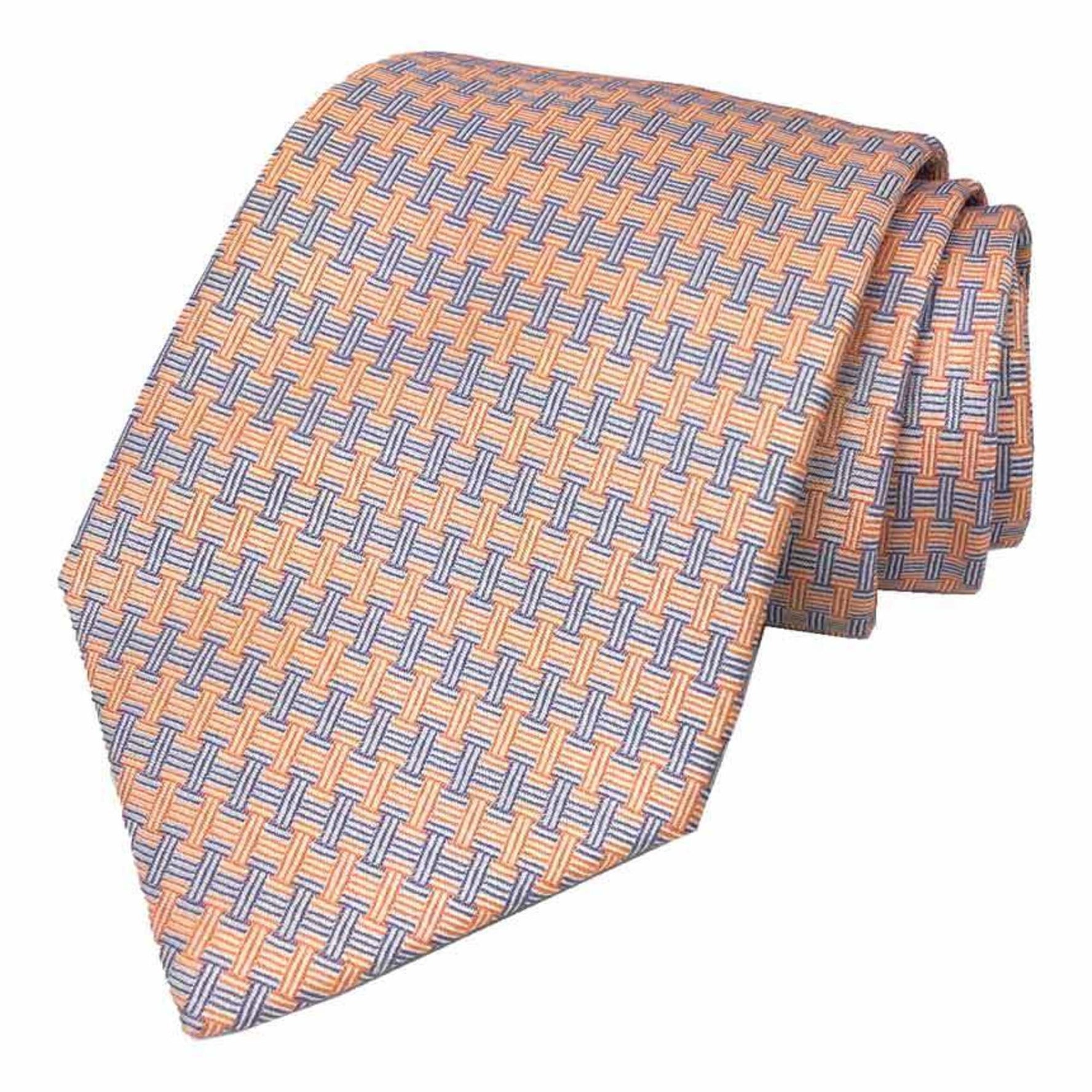 Hermes HERMES tie H pattern 100% silk orange men's