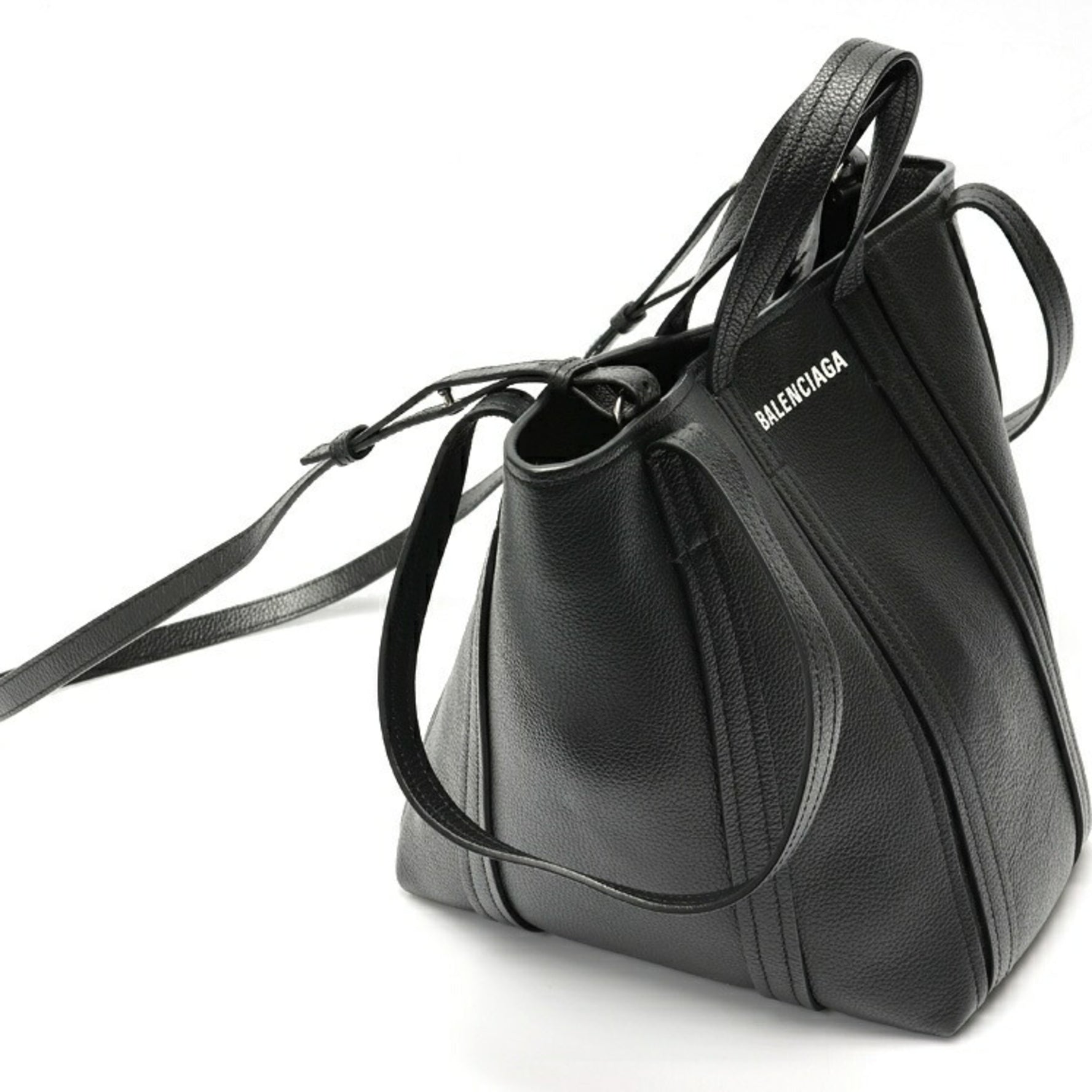 Balenciaga Everyday 2.0 North South Shoulder Tote Bag Grained Calf Leather Black T-158154