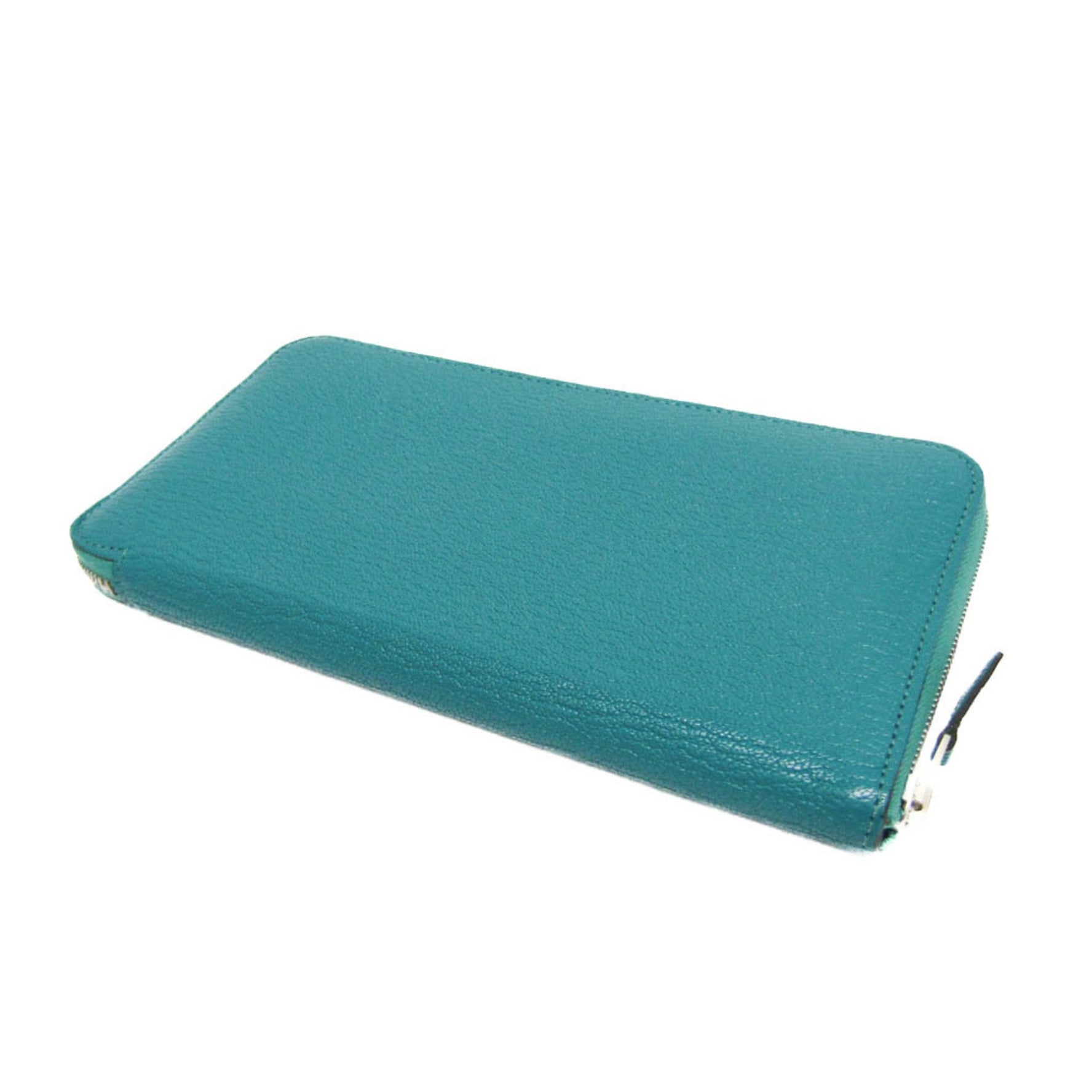 Hermes Azap Long Classic Women,Men Chevre Myzore Leather Long Wallet (bi-fold) Green