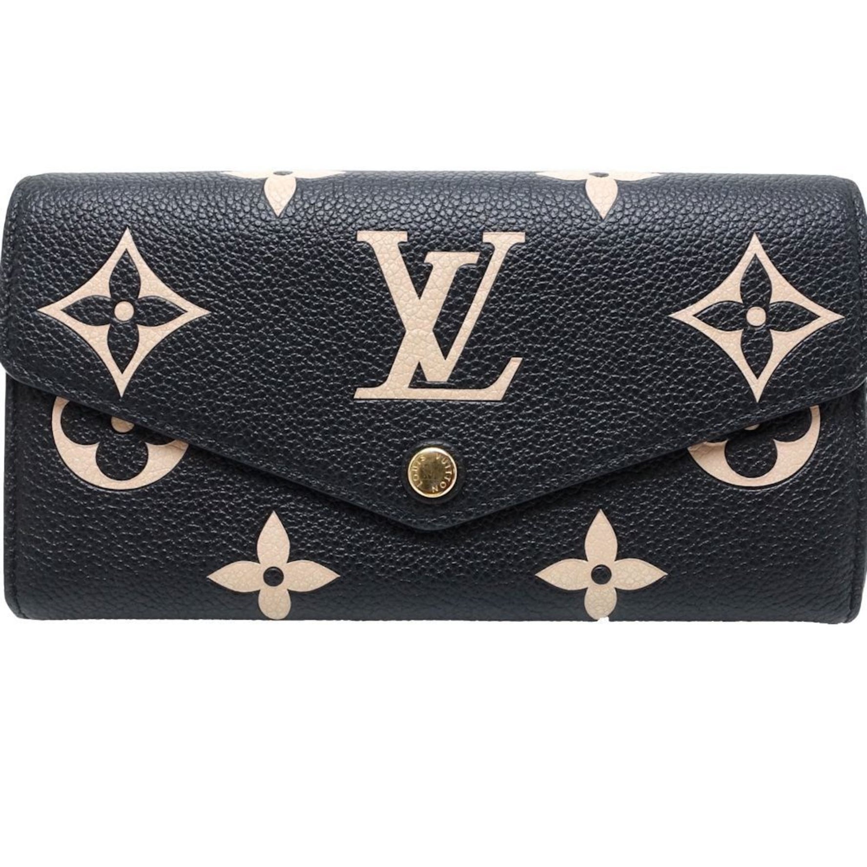 LOUIS VUITTON Louis Vuitton Long Wallet M80496 Portefeuille Sarah Monogram Bicolor Empreinte Black Beige