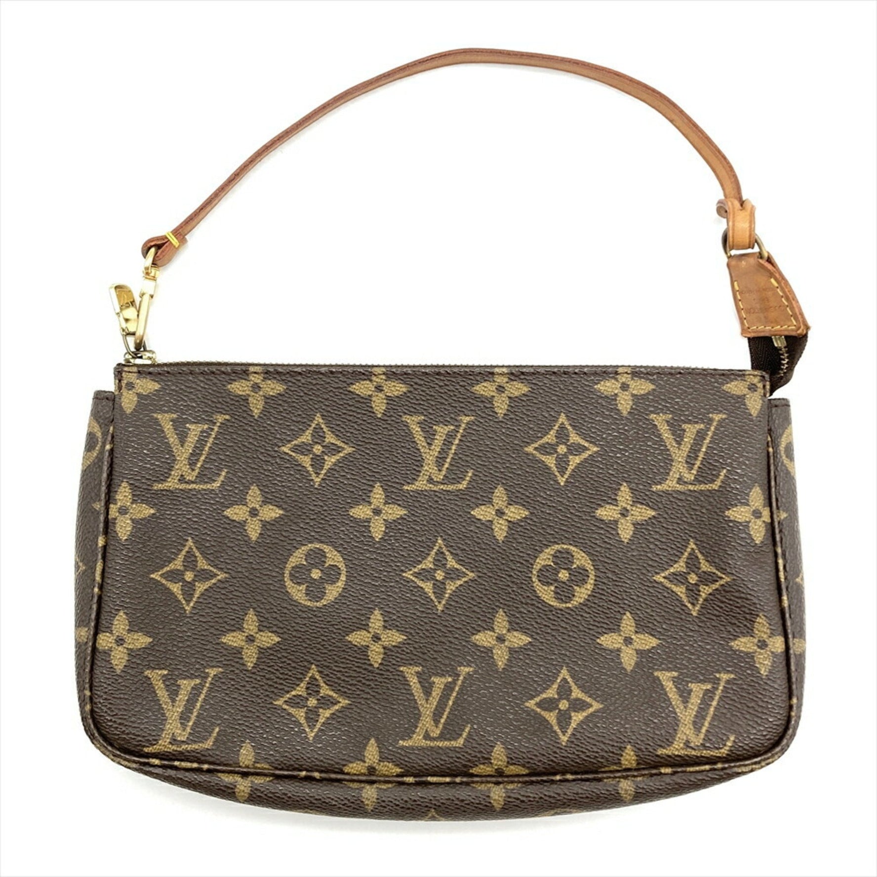 Louis Vuitton Pochette Accessoires Clutch Bag Monogram Canvas Leather