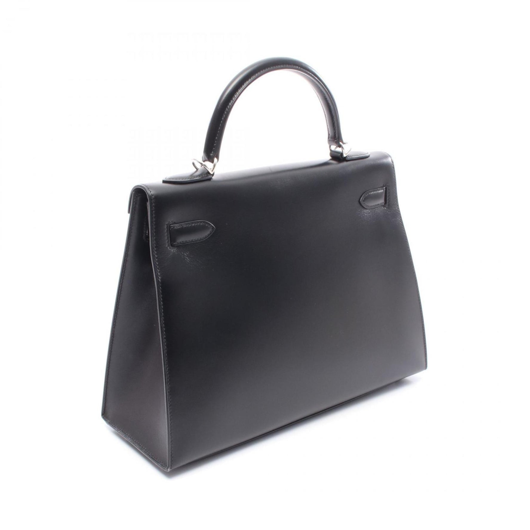 Hermes Hermès Kelly 32 handbag in calfskin box calf leather, black.