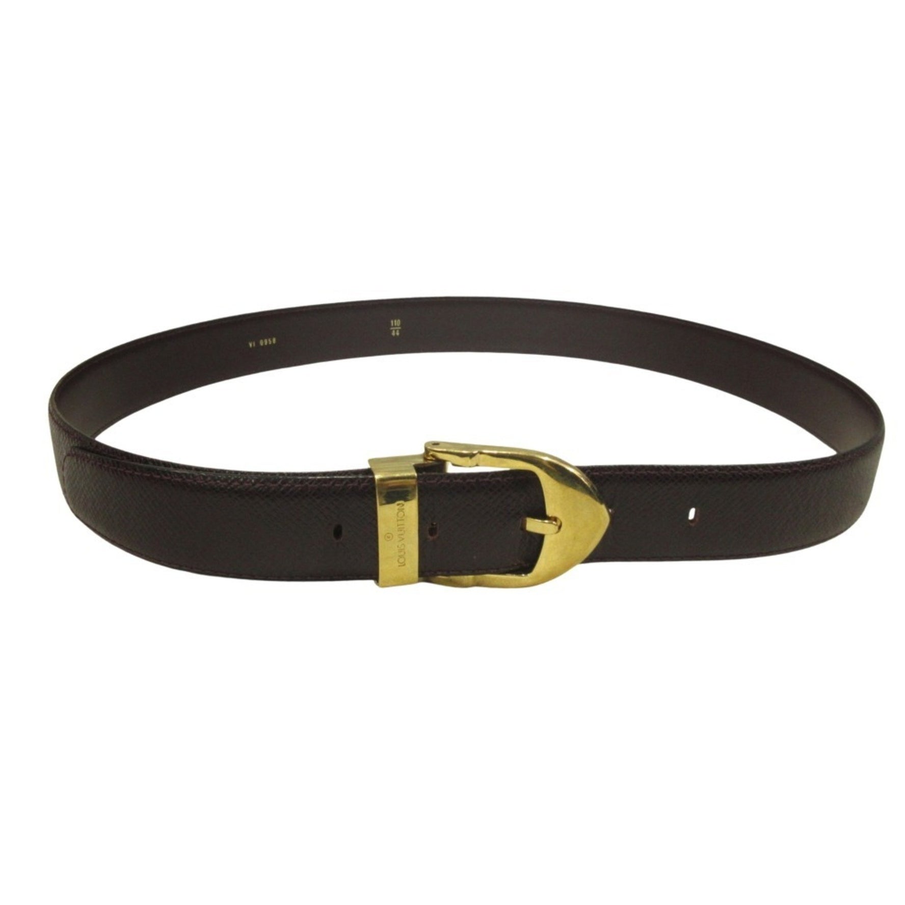 Louis Vuitton Santur Taiga Belt Vintage #110 Size 44 Bordeaux Wine Red Gold