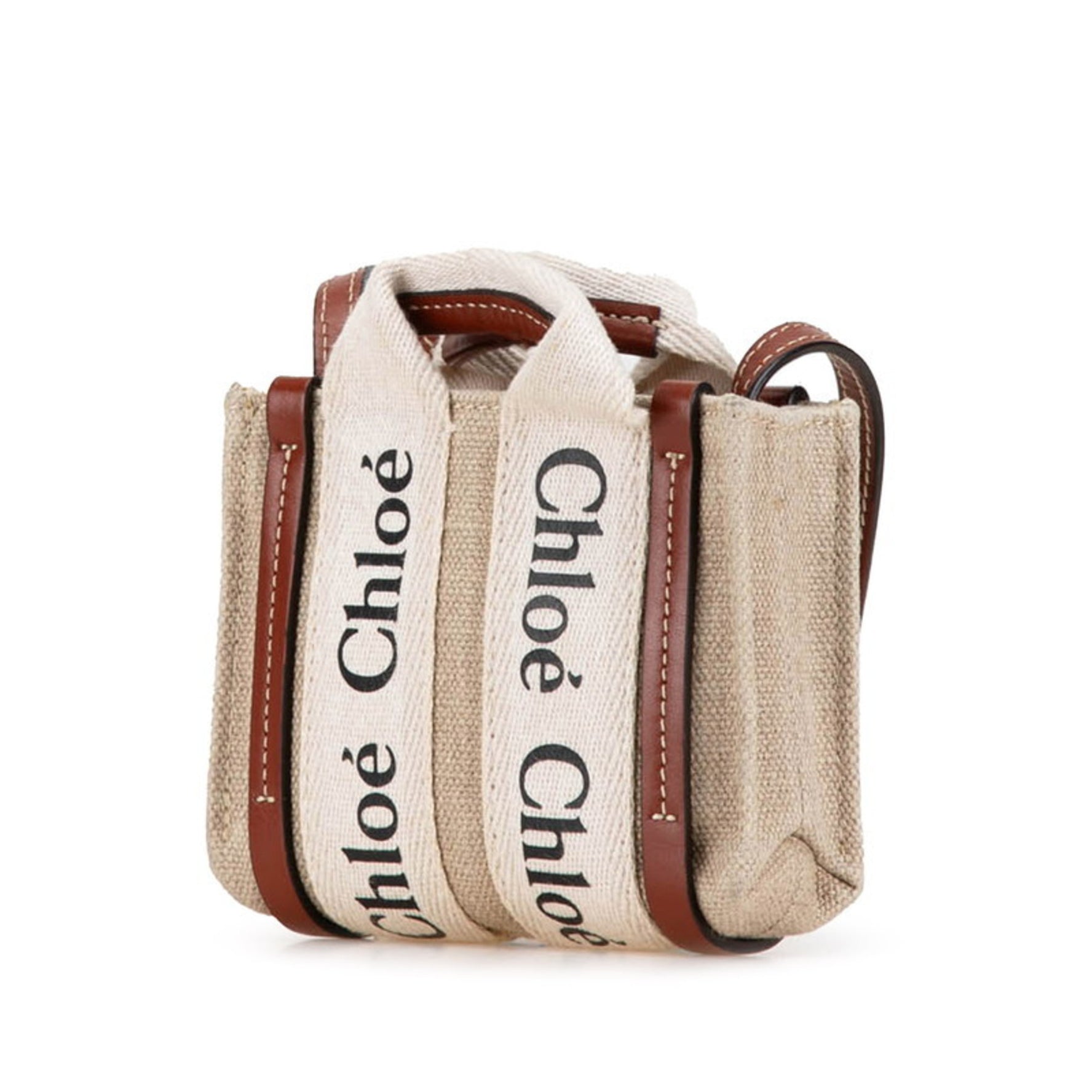 Chloé Chloe Woody Nano Handbag Shoulder Bag Canvas Leather