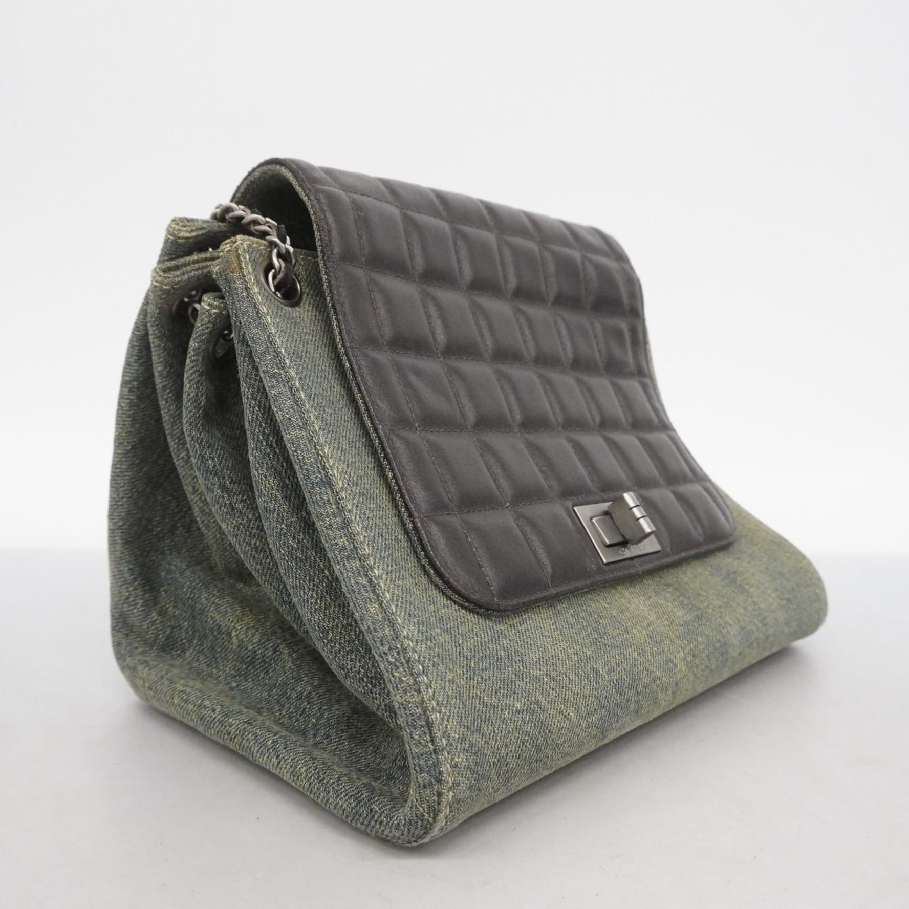 Chanel 2.55 Chocobar Shoulder Bag with Chain Bag, Lambskin, Denim, Black, Blue