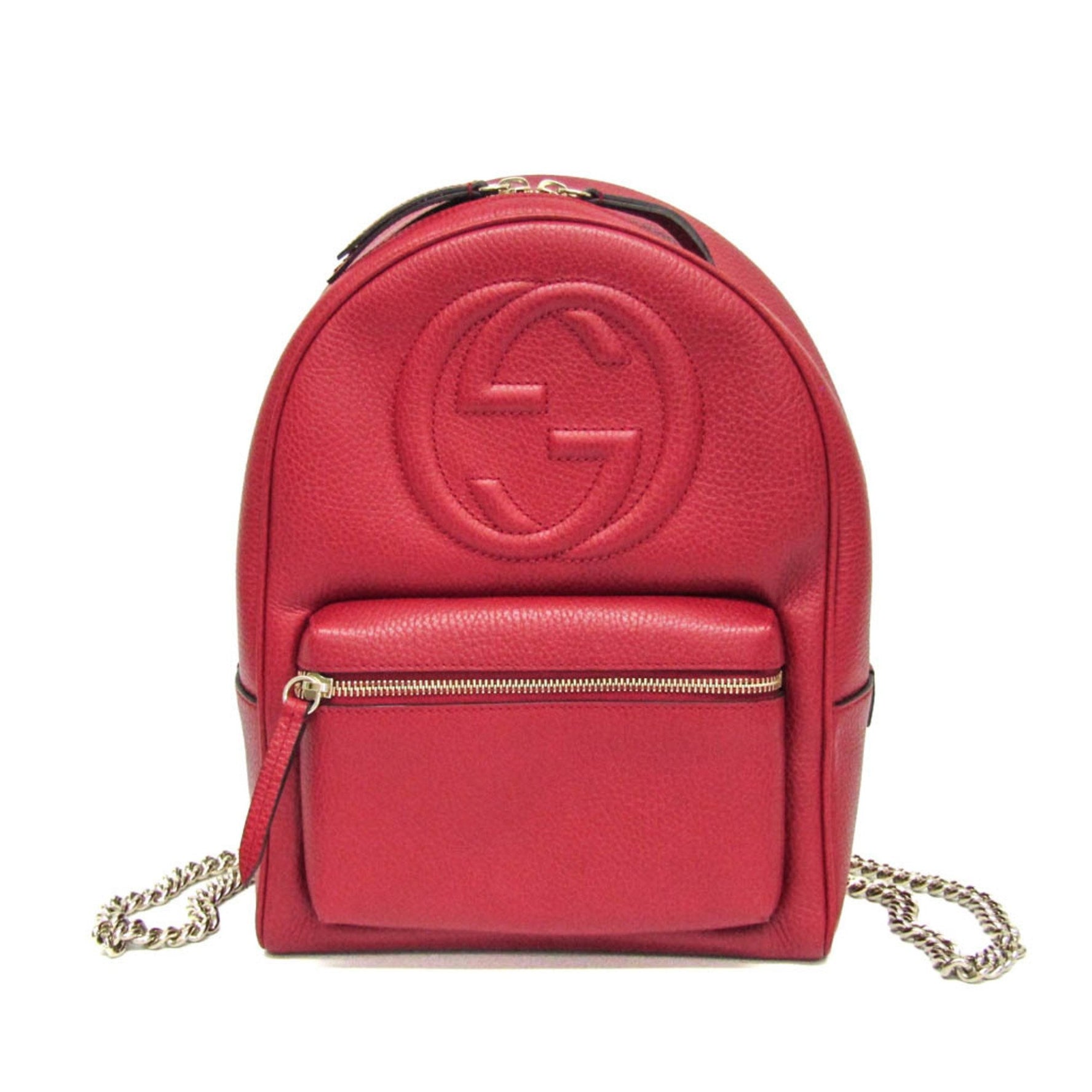 Gucci Soho Interlocking G Women's Leather Backpack Red Color