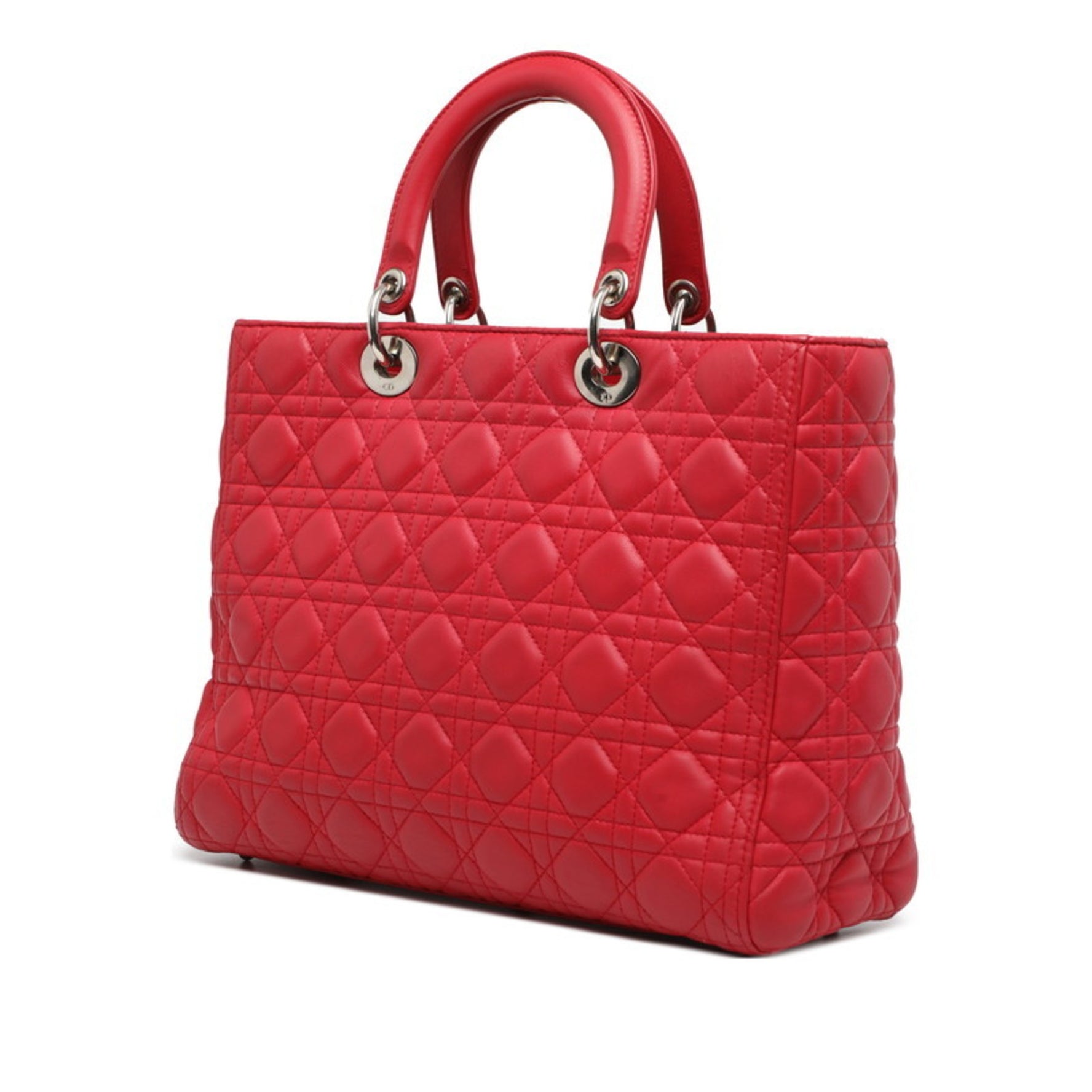 Christian Dior Dior Lady Cannage Large Handbag/Shoulder Bag, Red Leather