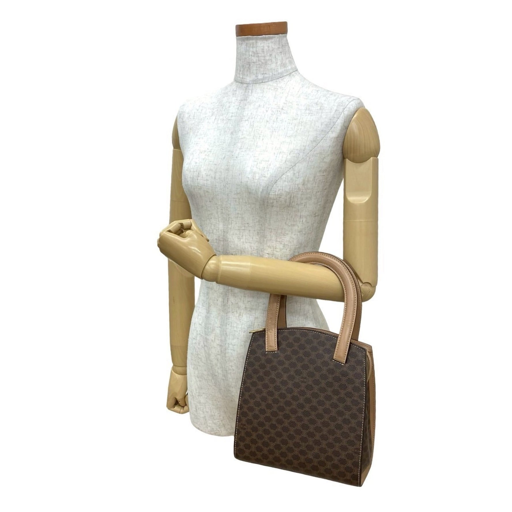 CELINE Macadam Blason Triomphe Leather Handbag/Mini Tote Bag