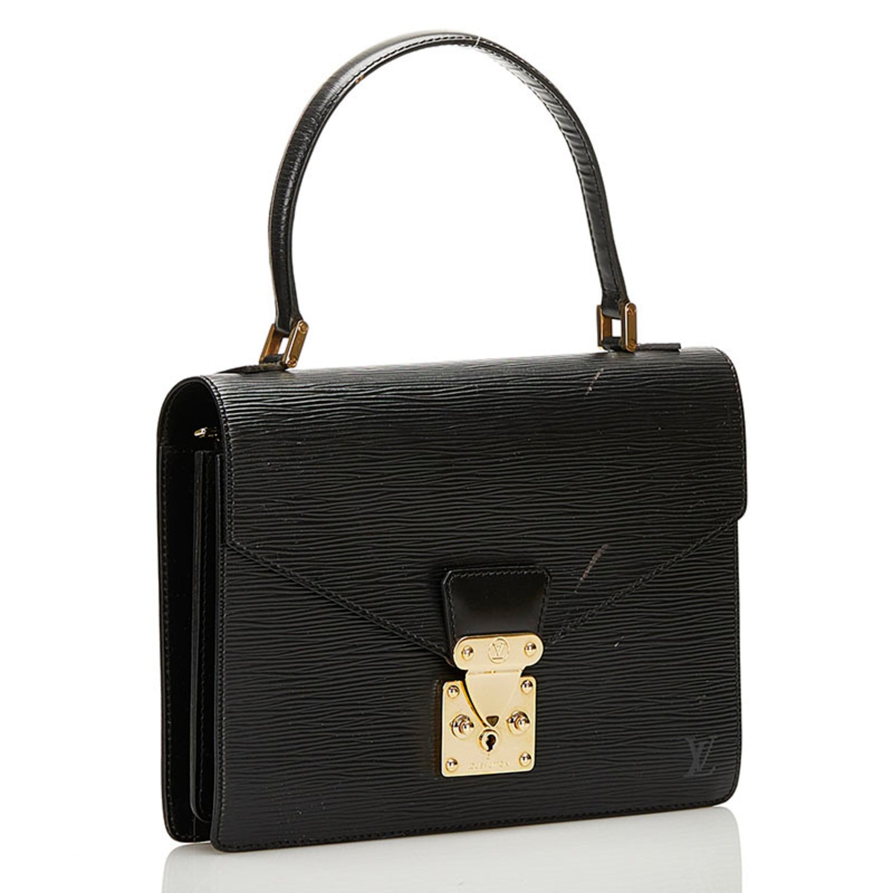 Louis Vuitton Epi Concorde Handbag Noir Black Leather