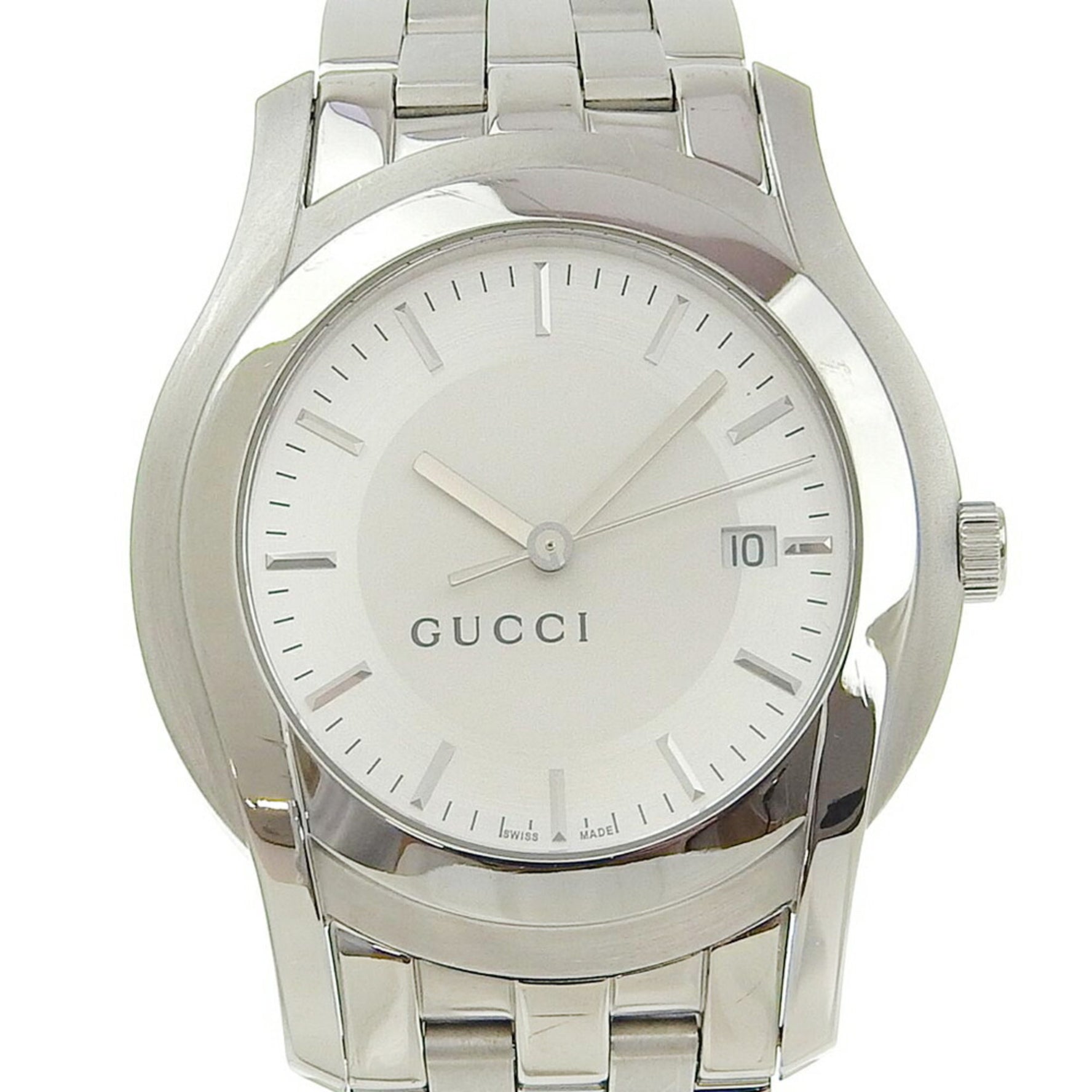 Gucci Stainless Steel Quartz Analog Display Silver Dial Men's Watch