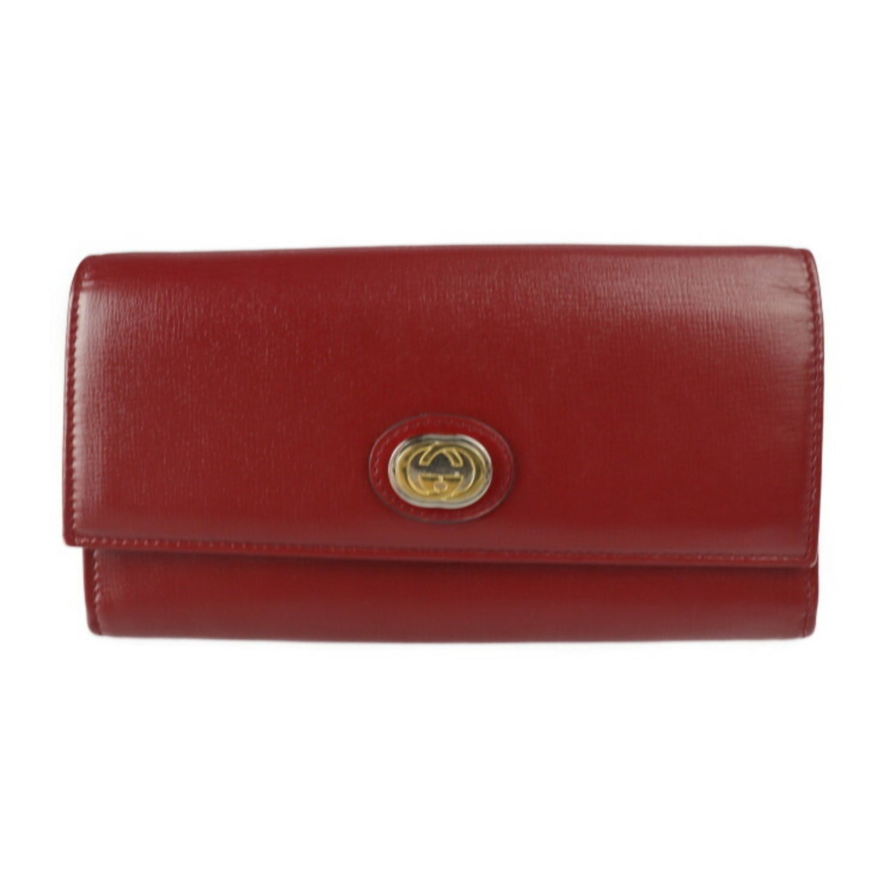 GUCCI MARINA Interlocking G Long Wallet Leather Red Bordeaux Bi-fold