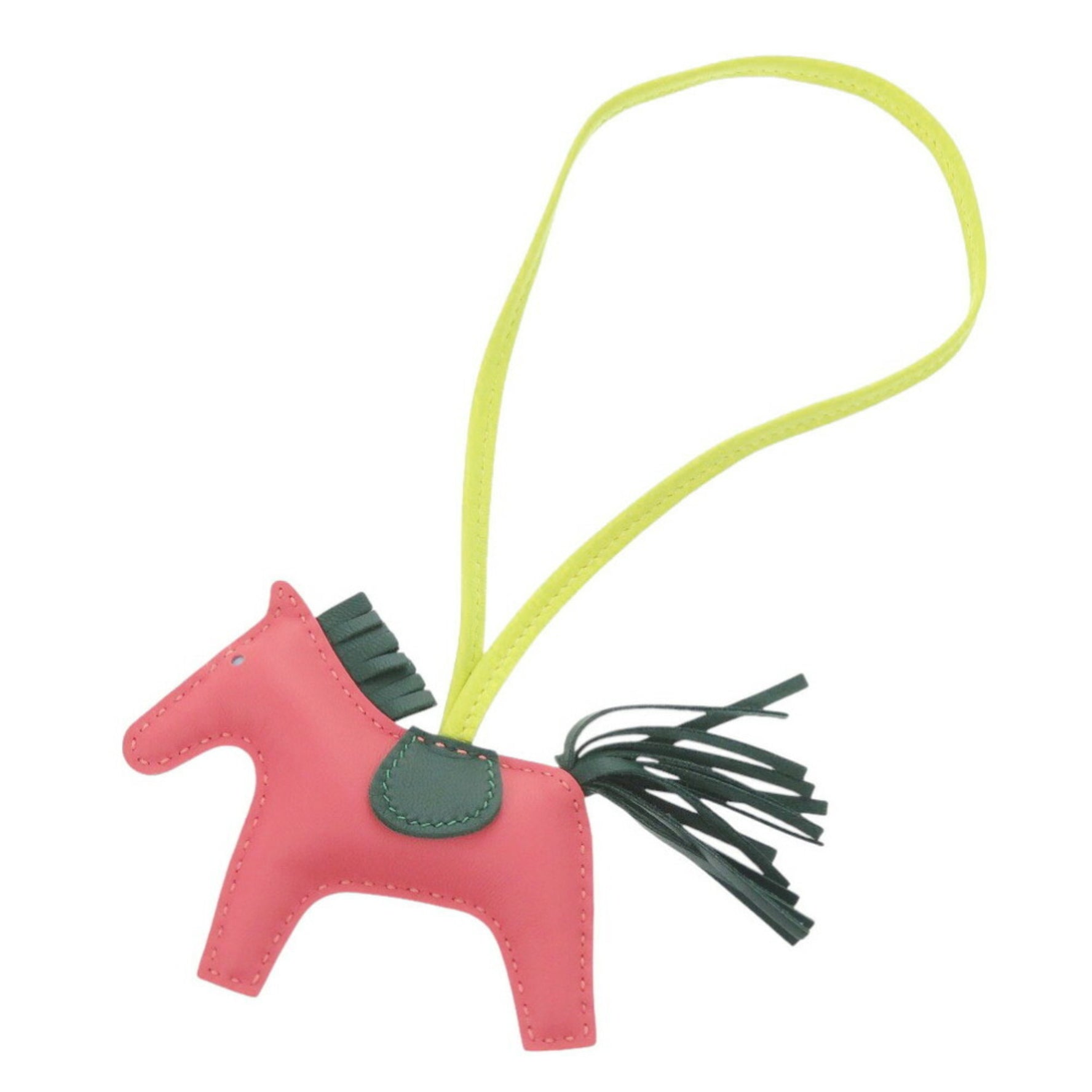 Like new Hermes bag charm Rodeo PM Anjou Milo Rose Azalee/Lime/Malachite A stamp (made in 2017) Keychain