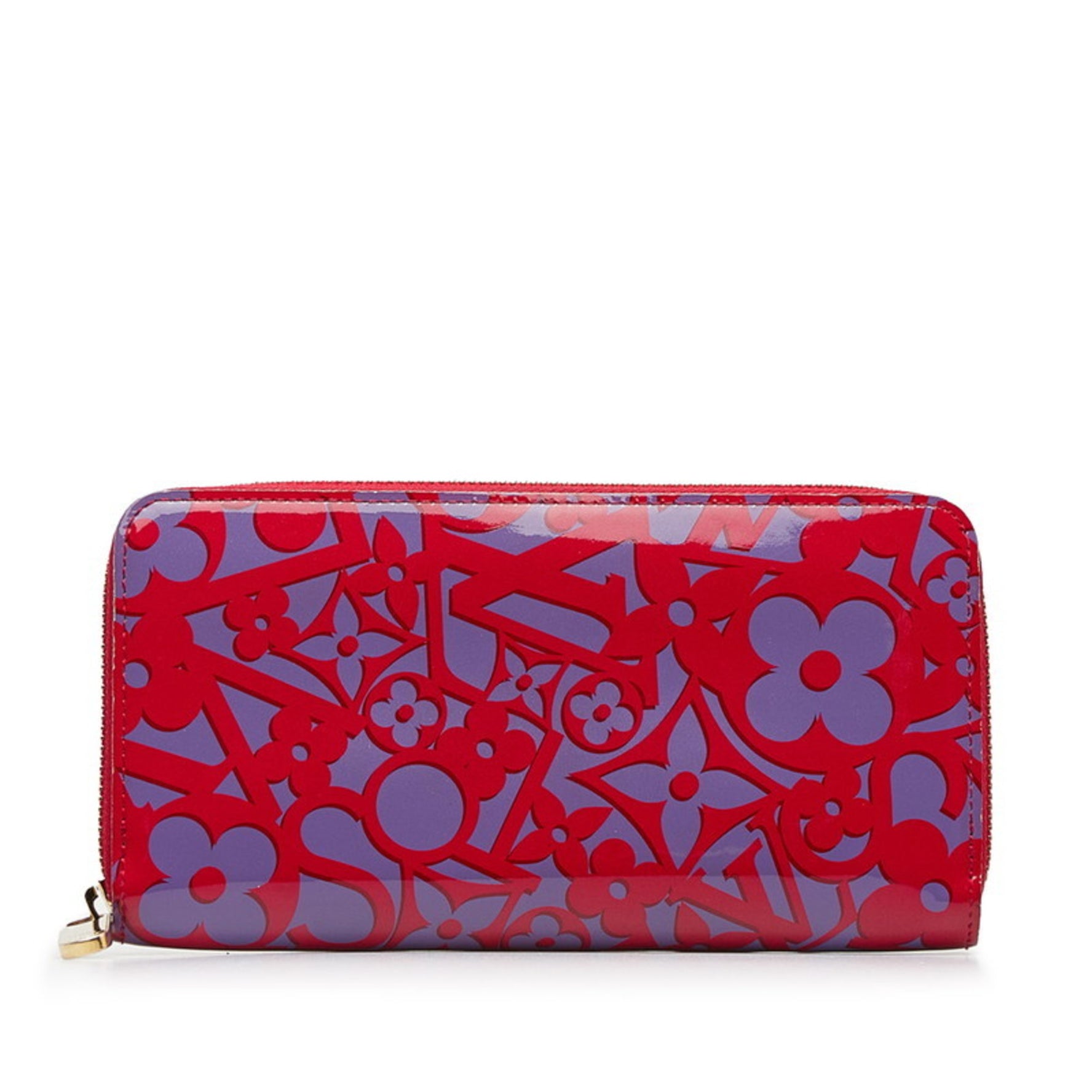 Louis Vuitton Sweet Monogram Vernis Zippy Wallet Round Long M90123 Rose Andian Red Patent Leather Women's LOUIS VUITTON