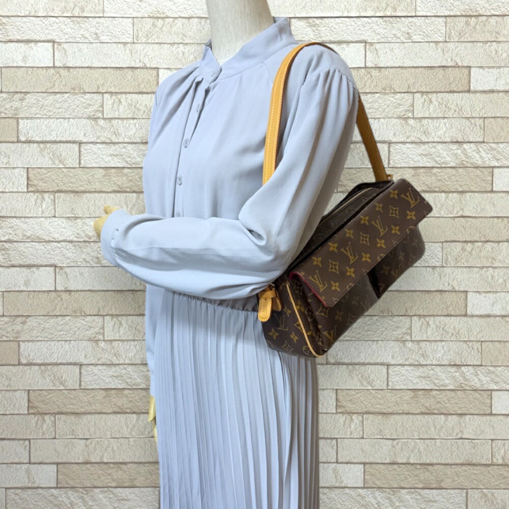 Louis Vuitton Vivacite MM Monogram Shoulder Bag Canvas
