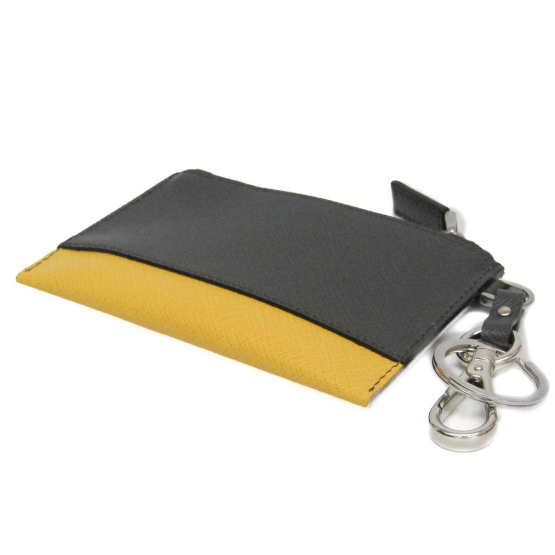 Prada Saffiano Pradamalia Socks With Key Ring Men,Women Saffiano Coin Purse/coin Case Black,Yellow