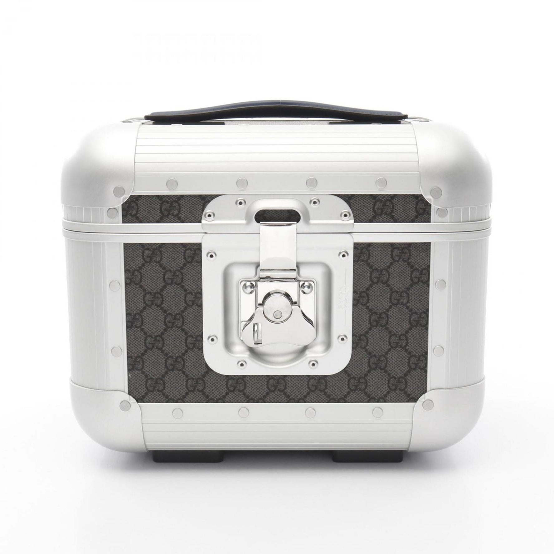 Gucci GG Supreme Beauty Case, Coated Canvas Handbag, Gray and Silver