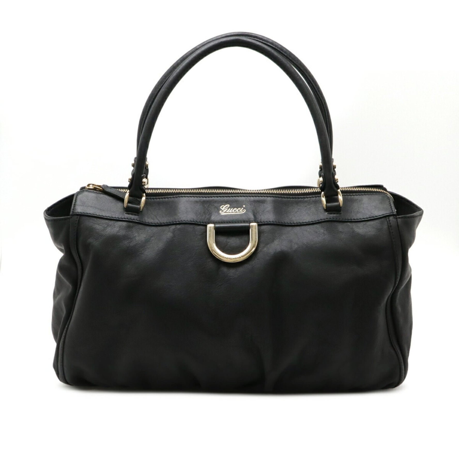 GUCCI Abby Tote Bag Large Shoulder Leather Black