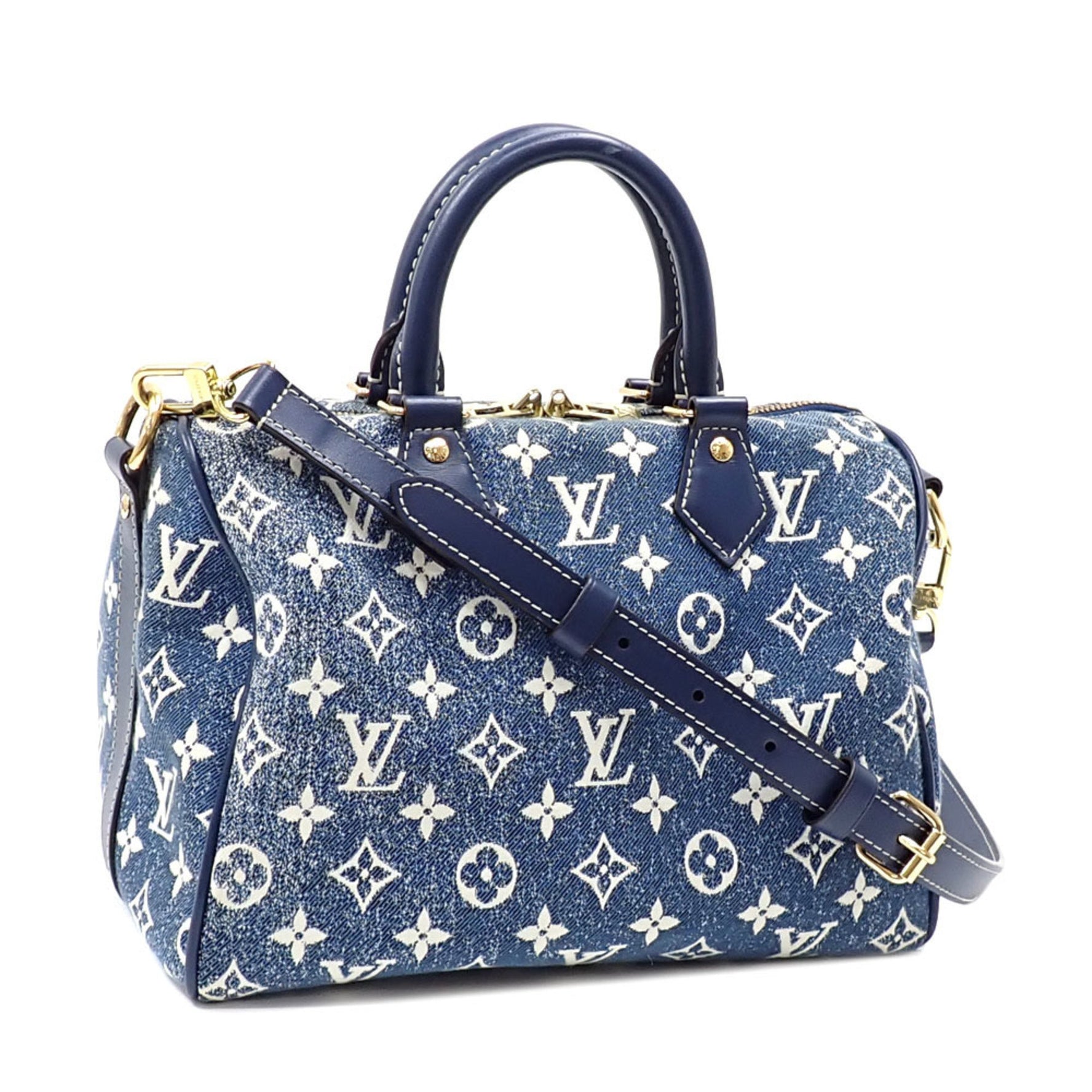 Louis Vuitton Monogram Jacquard Denim Speedy Bandouliere Handbag, Size 25, Marine