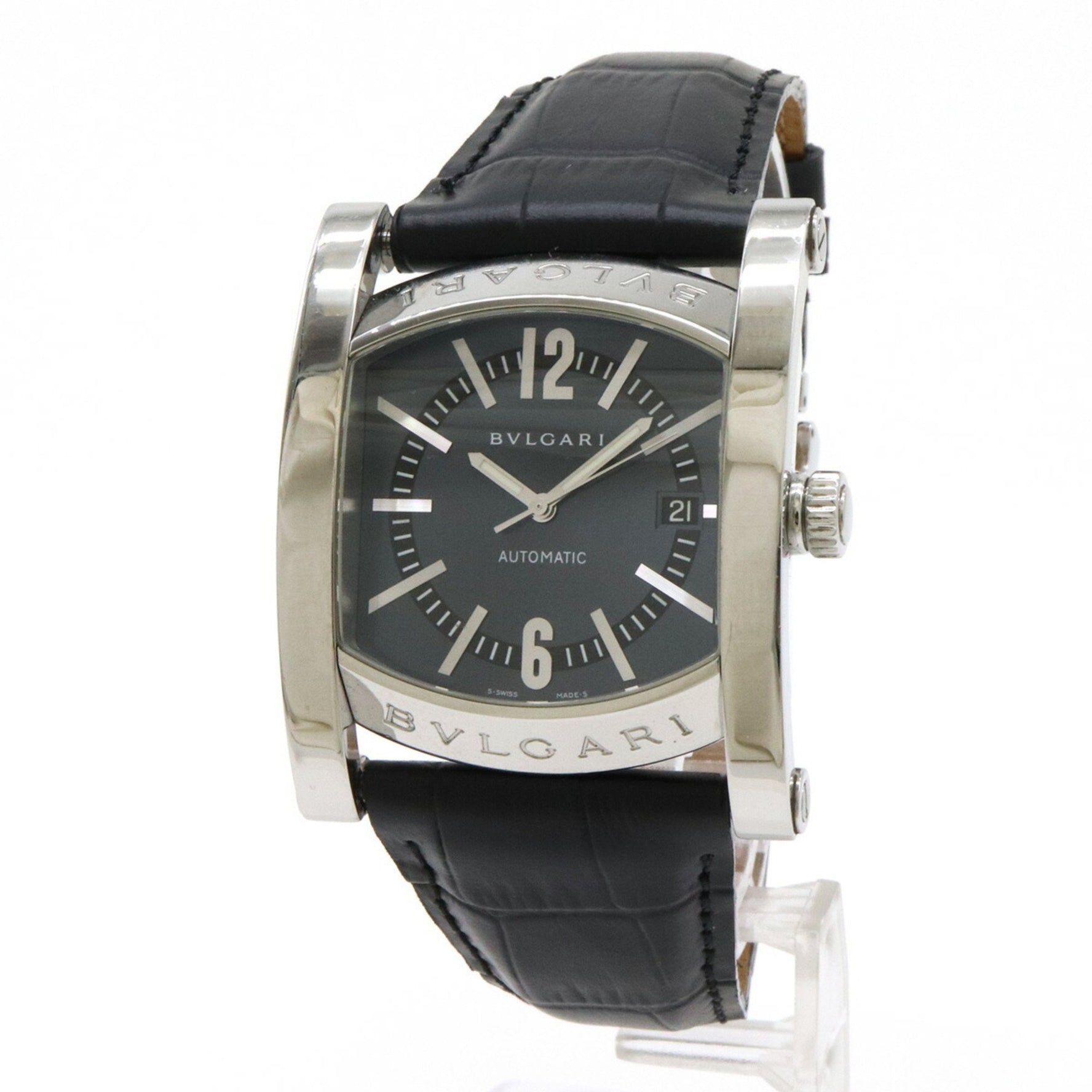 BVLGARI Ashoma Date Navy Dial SS AT Automatic Wristwatch