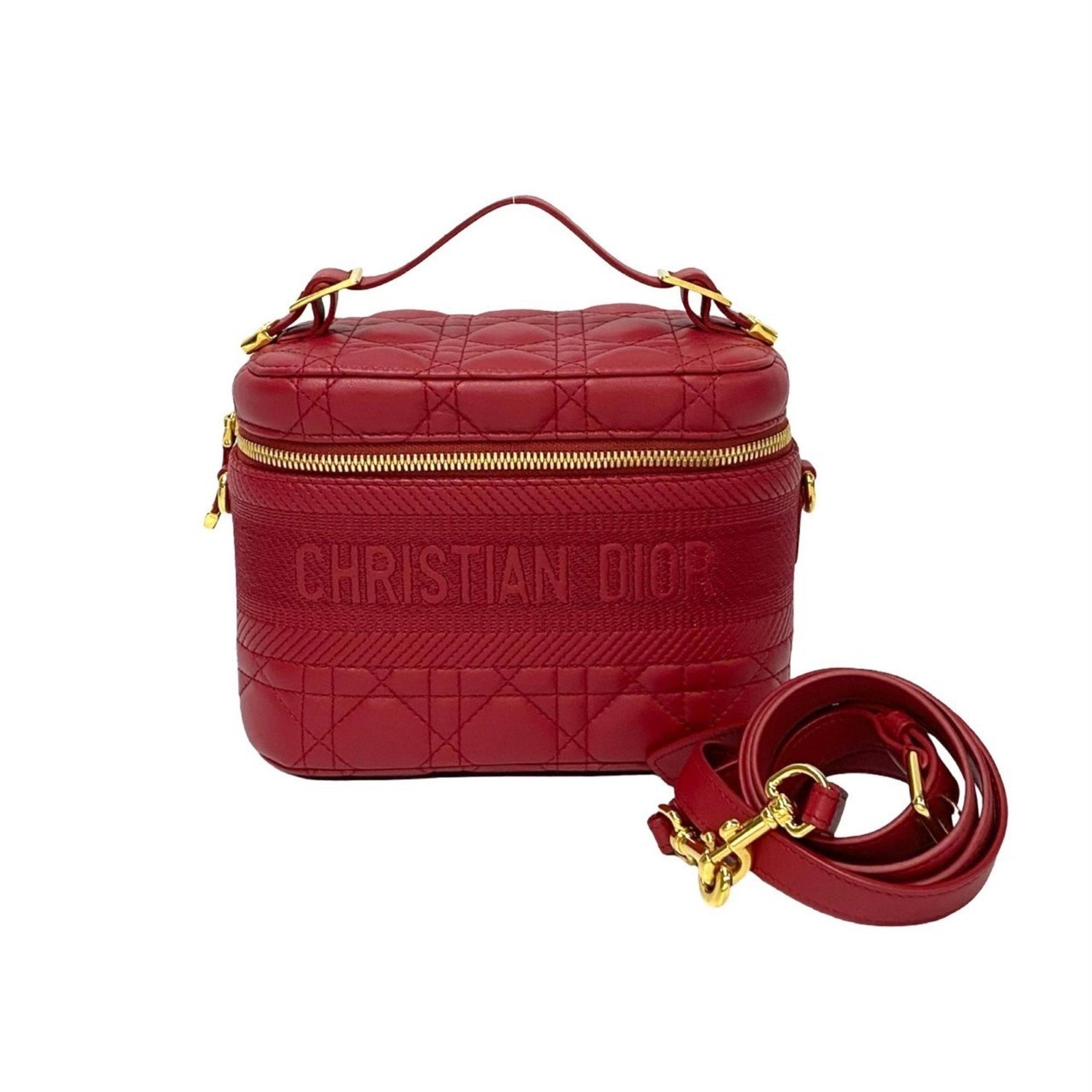 Christian Dior Travel Small Leather Bag, Genuine Leather, Handbag/Vanity Bag/Shoulder Red, 966-7