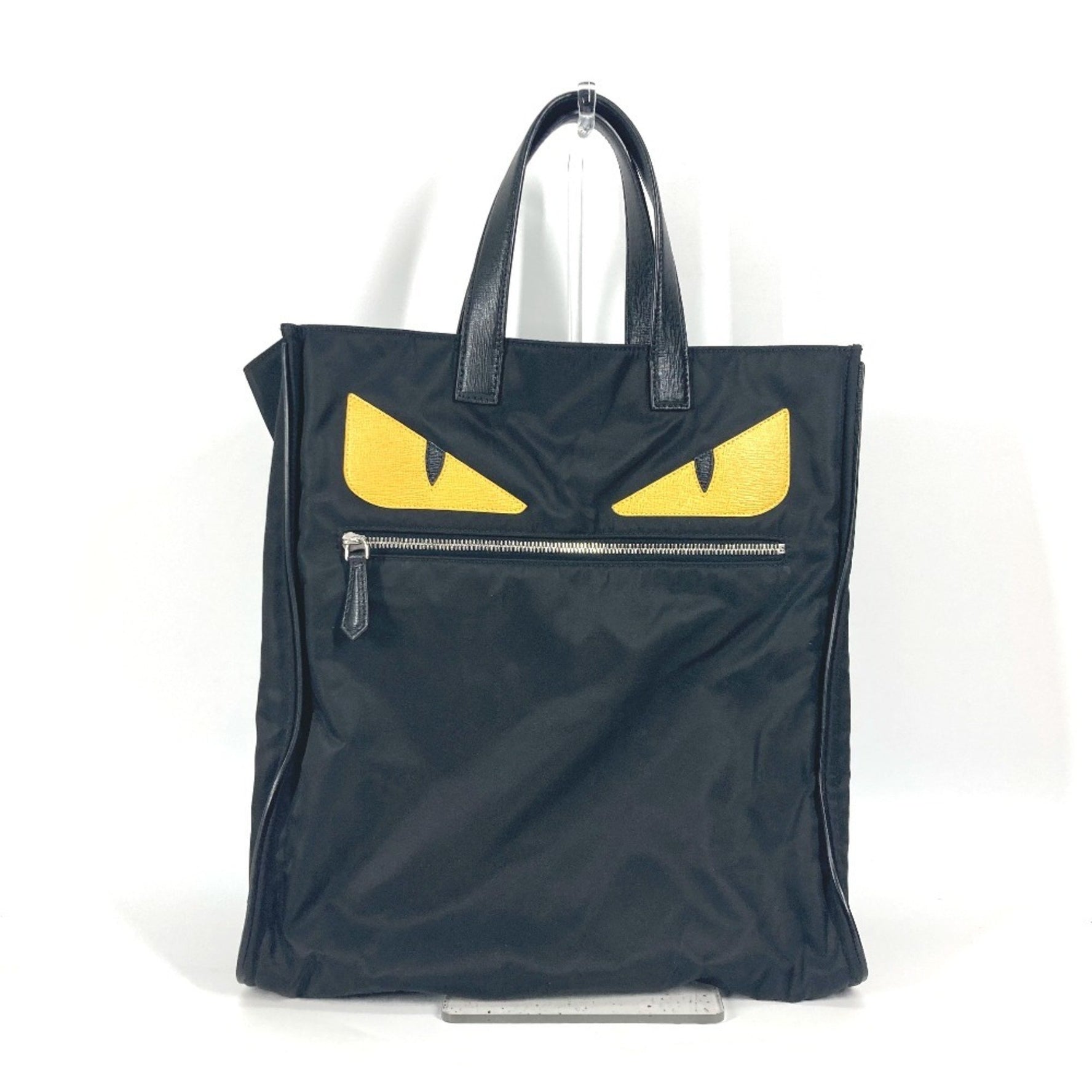 FENDI Monster Bugs Vertical Shoulder Bag Tote Nylon Black