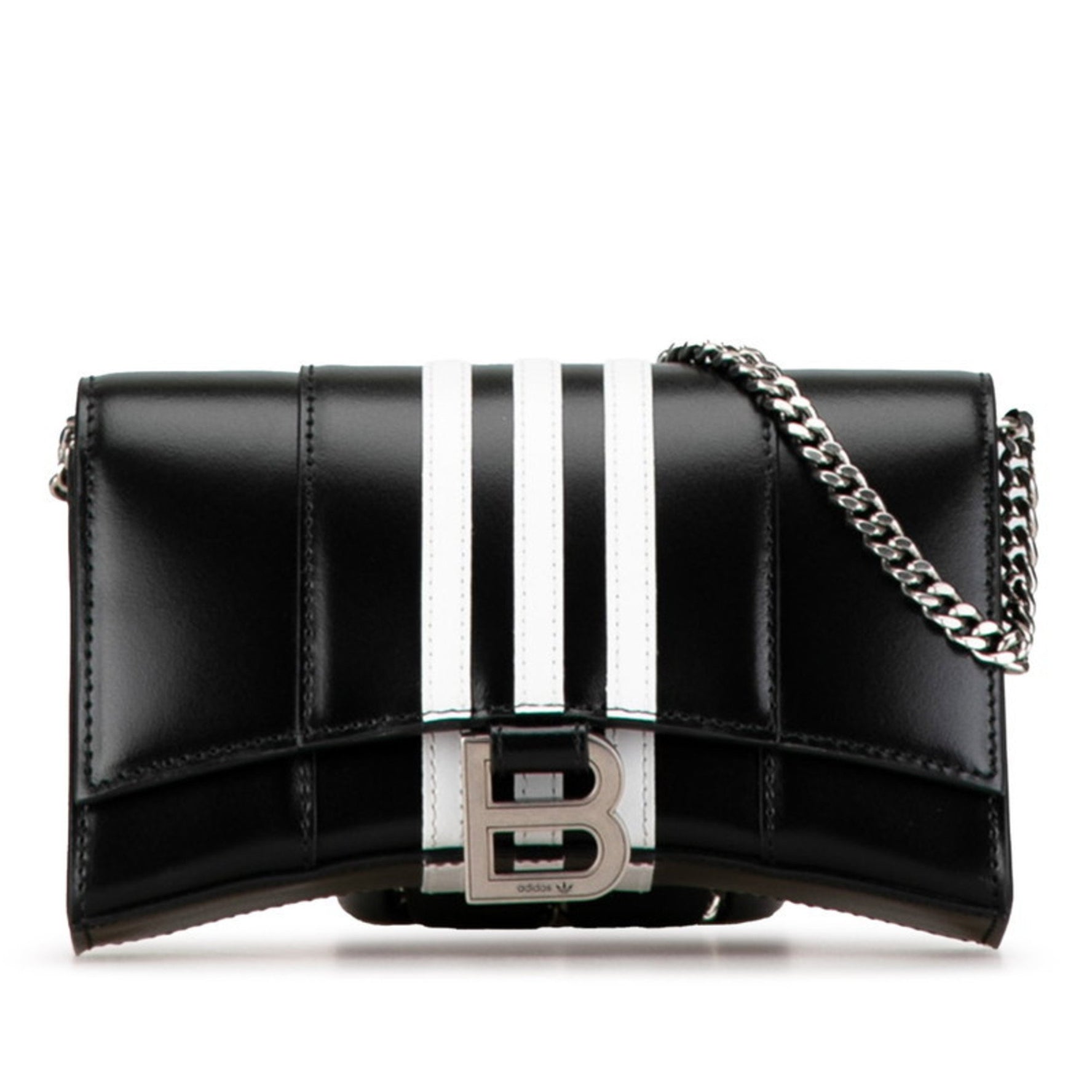 Balenciaga x adidas Hourglass Crossbody Chain Wallet Shoulder Bag Black White Leather Women's BALENCIAGA