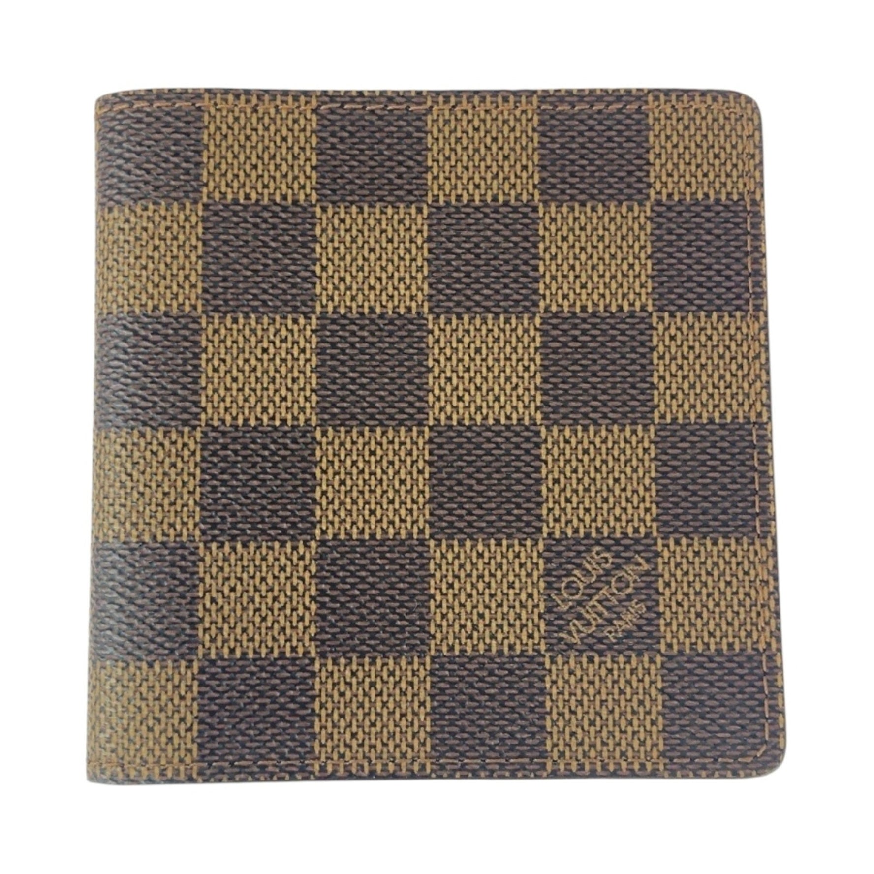 LOUIS VUITTON Damier Ebene Portefeuille Multiple Brown N62663 Compact Folding Wallet