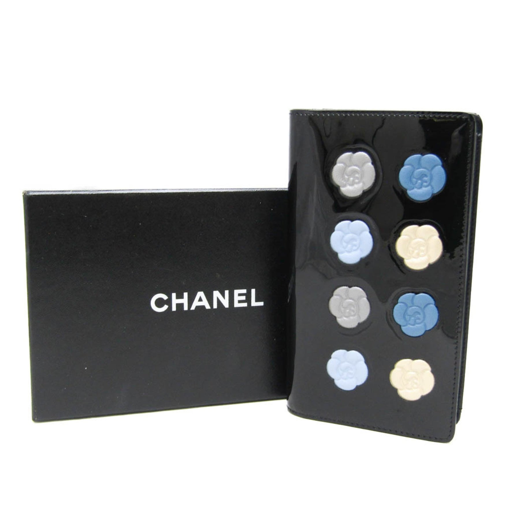 Chanel Camellia Makeup Palette A46074 Women's Patent Leather Long Wallet (bi-fold) Black