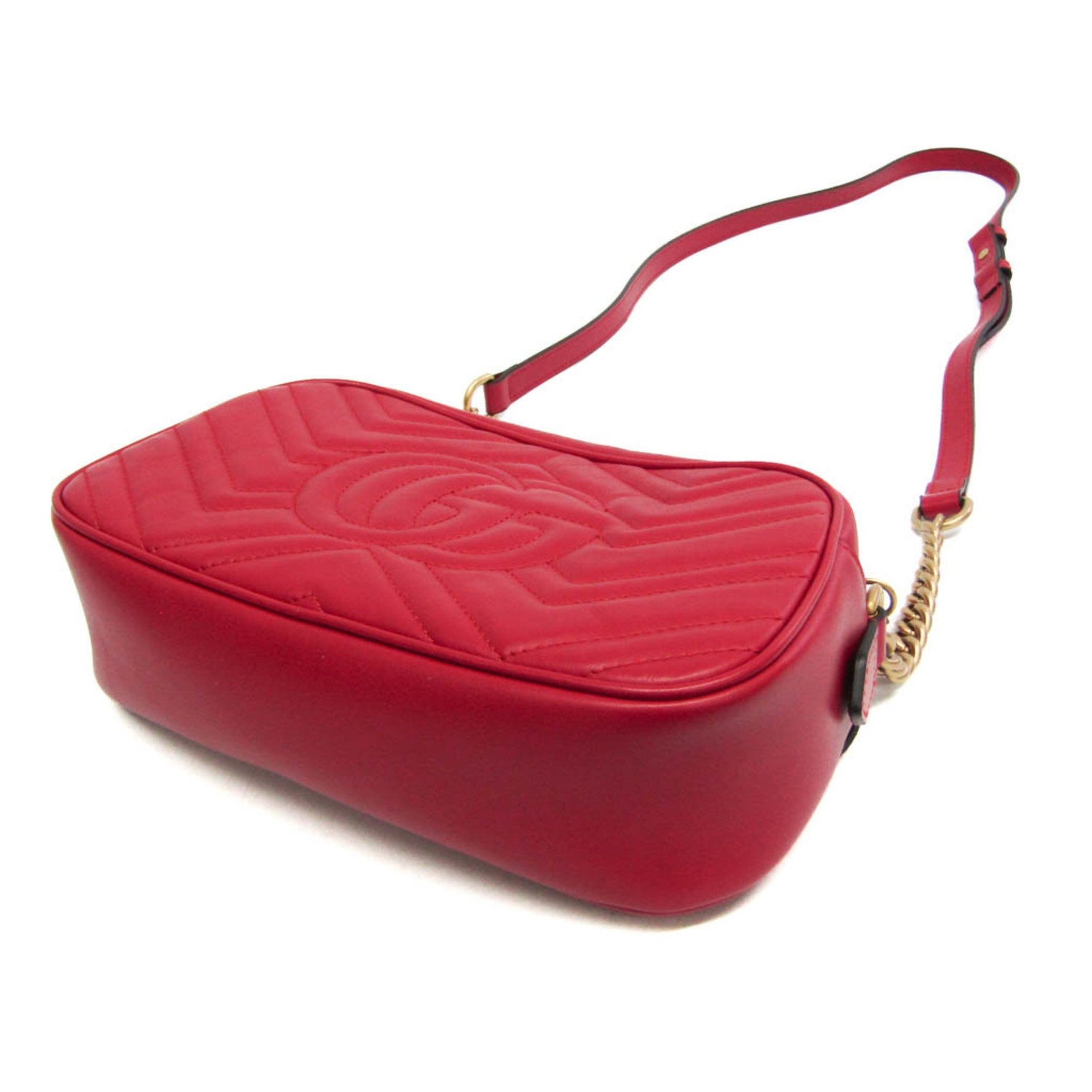 Gucci GG Marmont Small Camera Bag Leather Shoulder Bag Red Color
