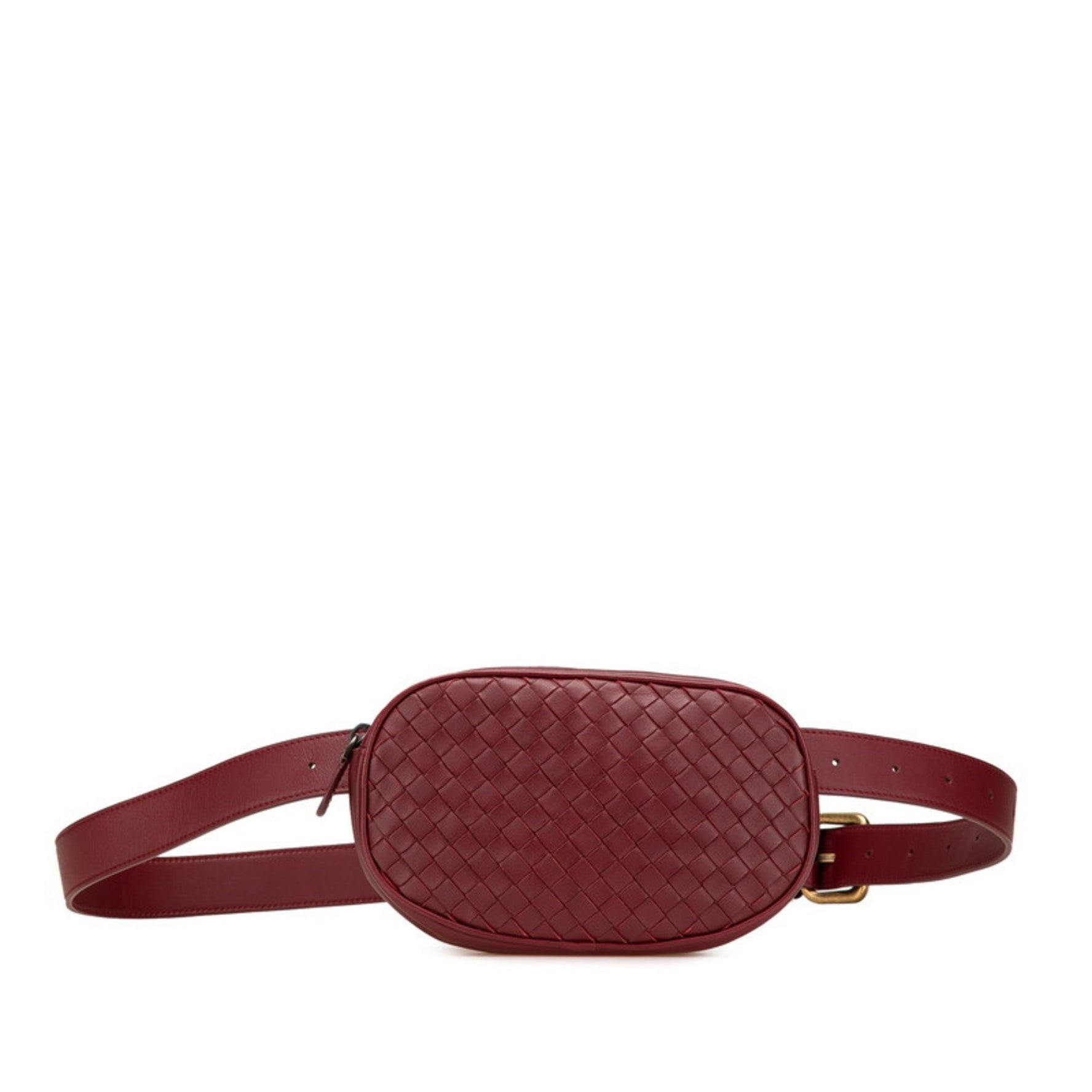Bottega Veneta Intrecciato Waist Bag/Body Bag in Wine Red and Leather