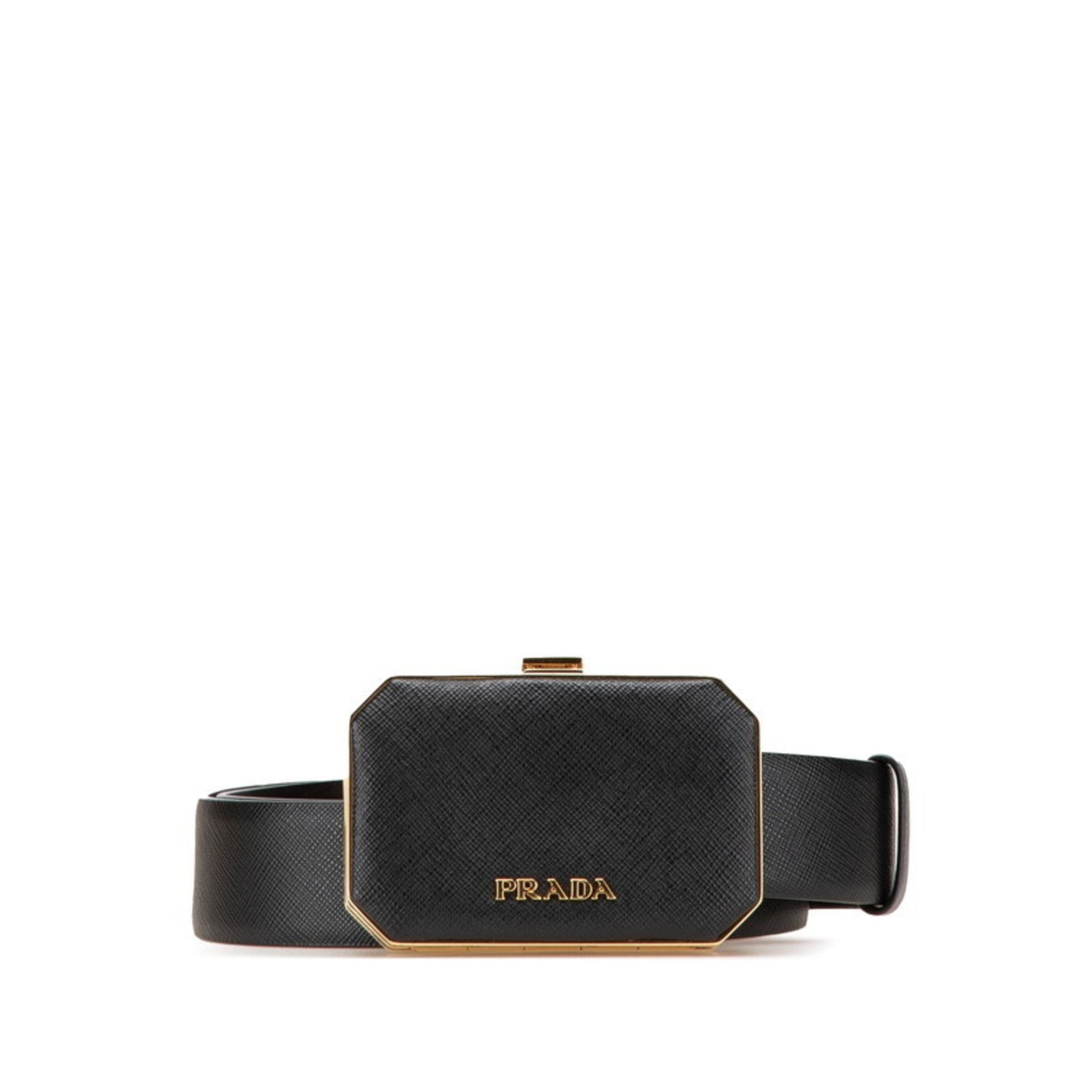 Prada Belt with Vanity Case and Gold Saffiano Leather