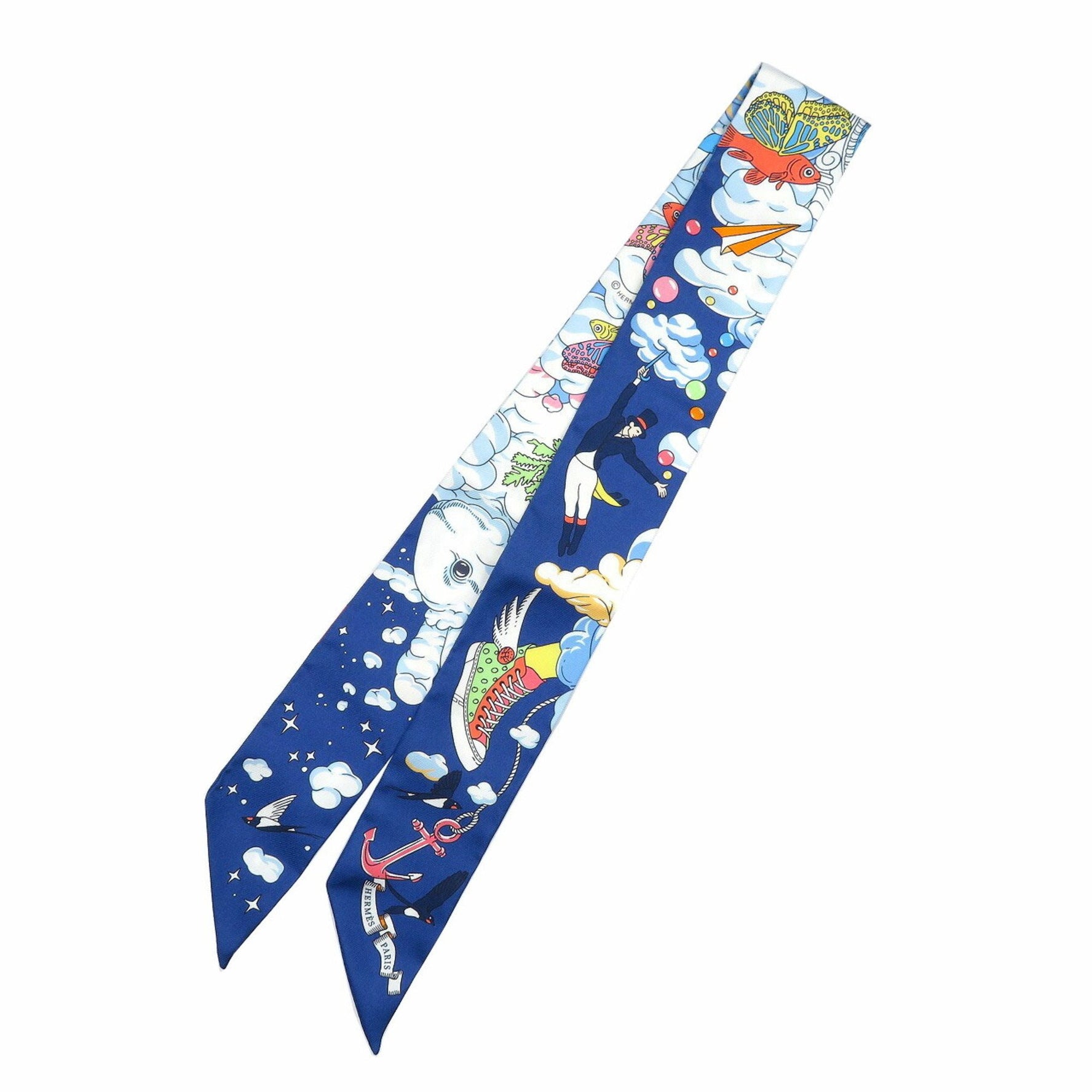 Hermes Twilly Sur Mon Nuage My Cloud Silk Marine Ciel Scarf Muffler