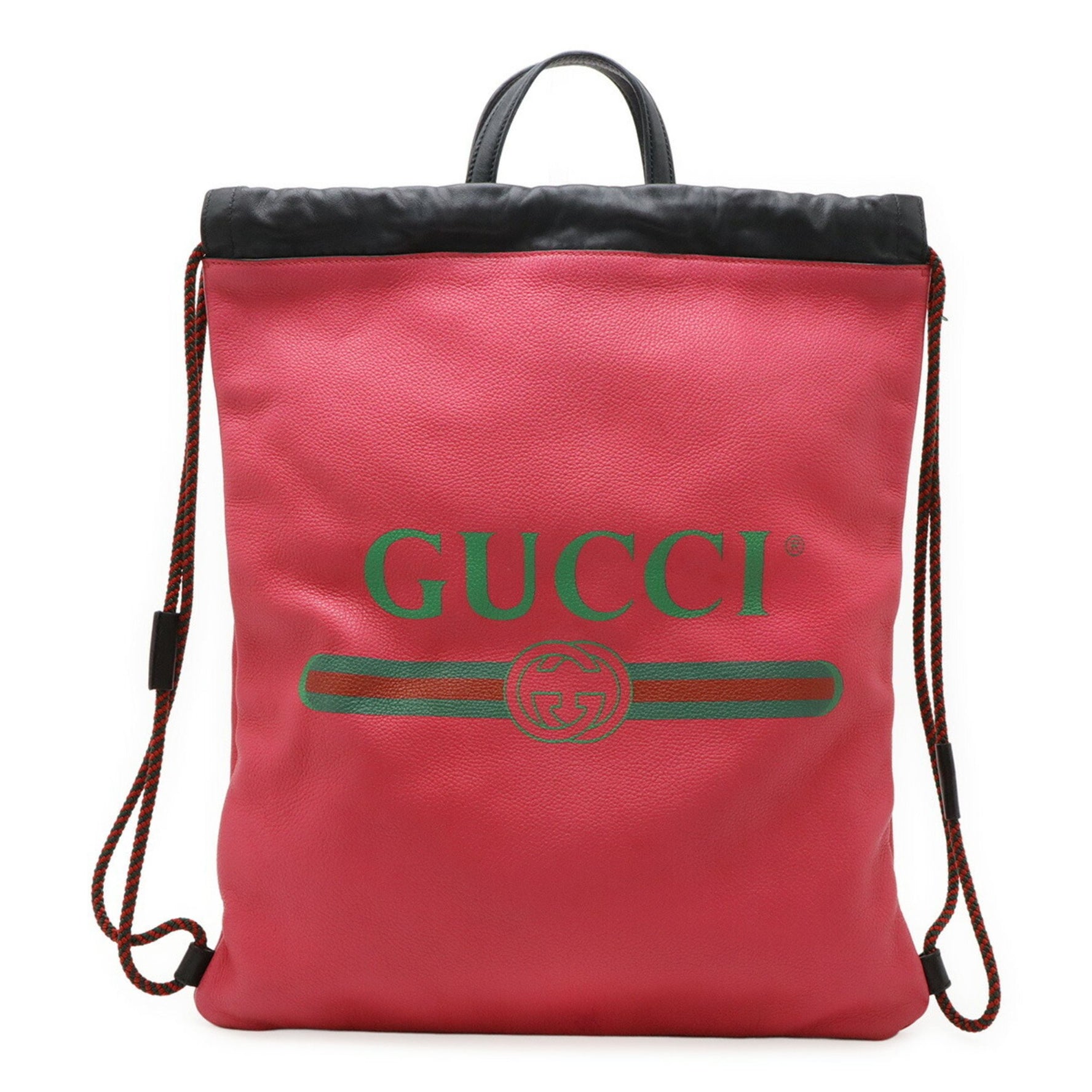 GUCCI print drawstring backpack/tote bag style leather in pink