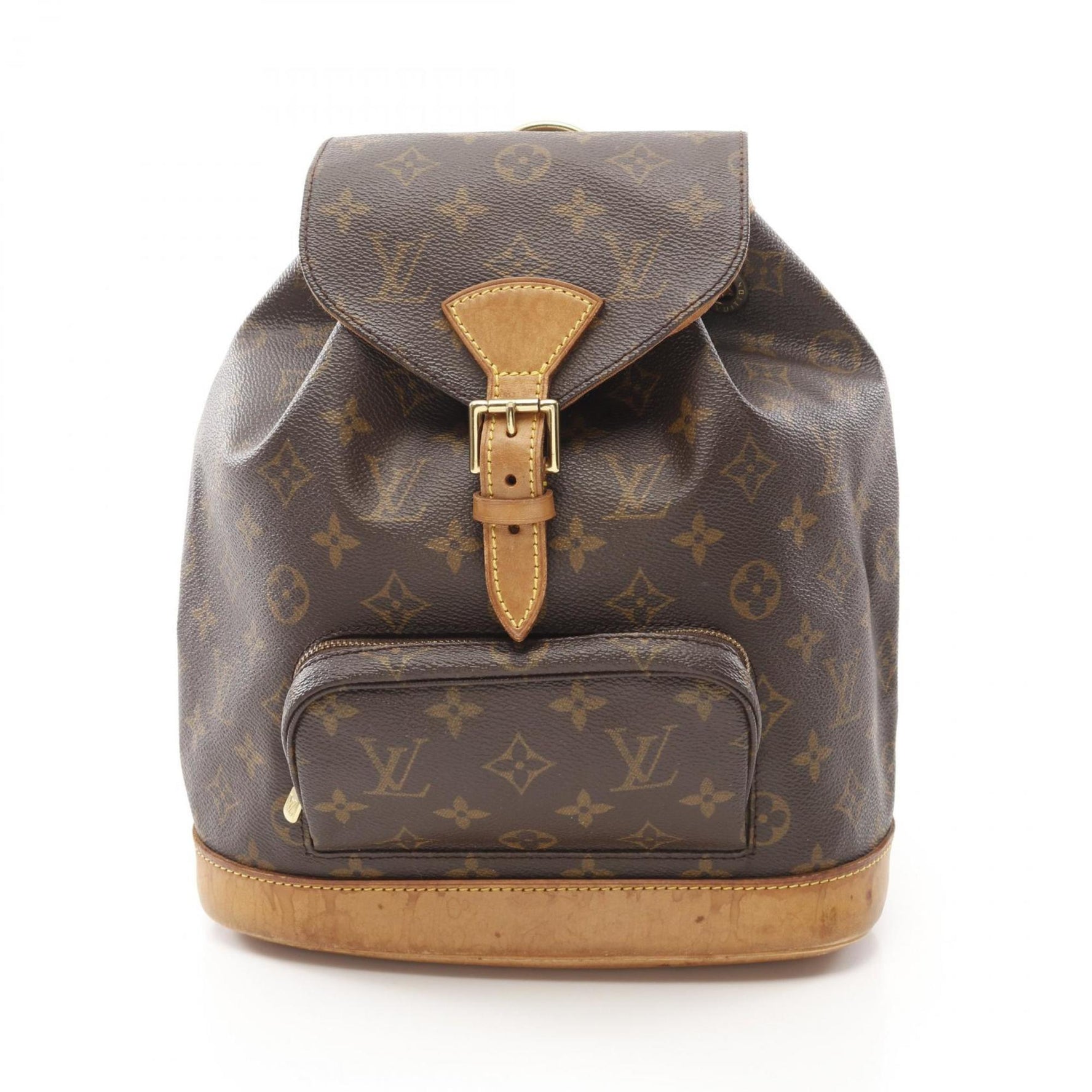 Louis Vuitton Montsouris MM Rucksack Backpack Bag Coated Canvas Leather Monogram Brown
